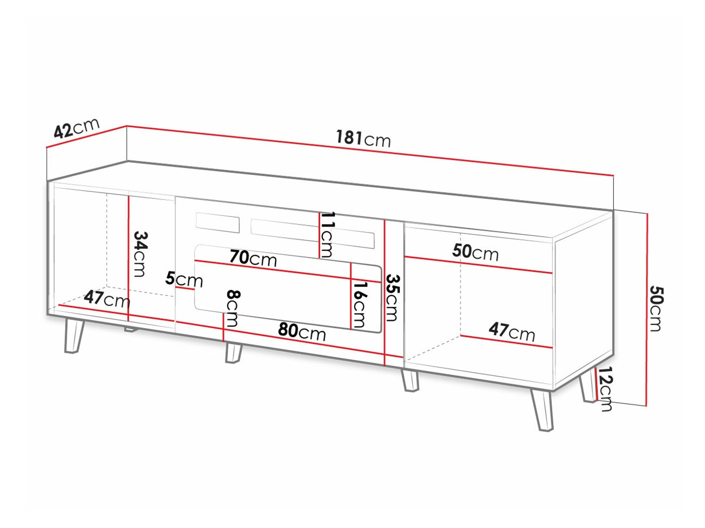 TV-alus Dicto II (Valge + Must)
