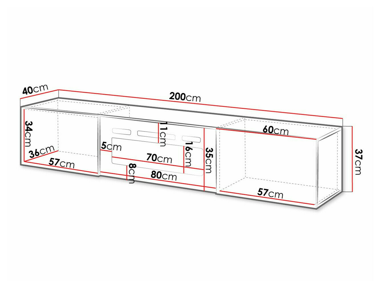 TV-alus Charlotte 162 (Valge + Läikiv valge)