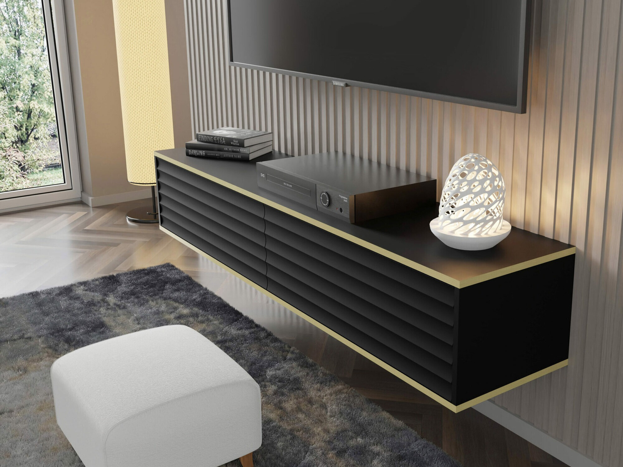 TV-alus Buffalo 101 (Must + Kuldne)