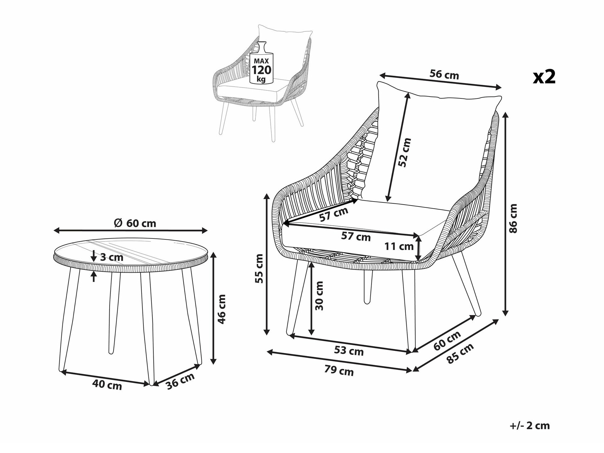Aiamööblikomplekt Berwyn 1839 (Beež)