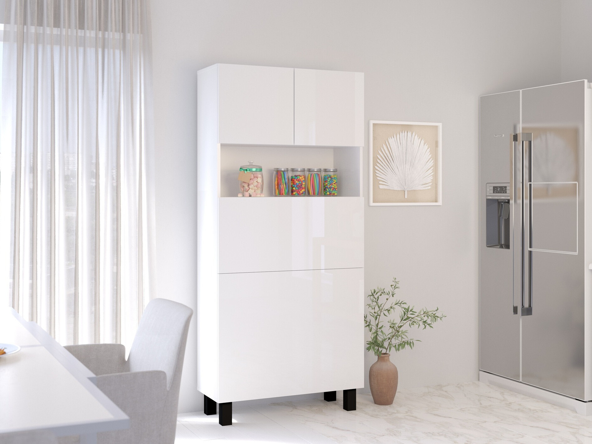 Riiul Buffalo 145 (Läikiv valge + Matt valge)