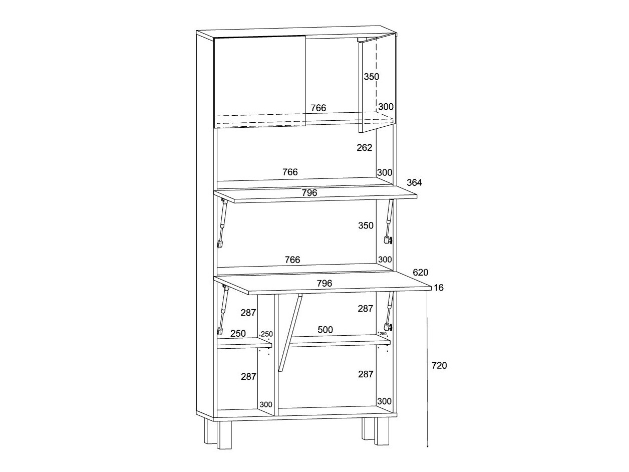 Riiul Buffalo 145 (Läikiv valge + Sonoma tamm)