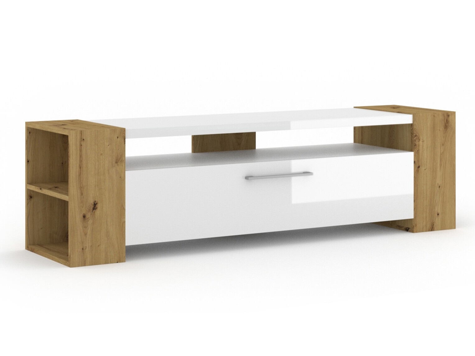 TV-alus Buffalo 150 (Artisan tamm + Läikiv valge)
