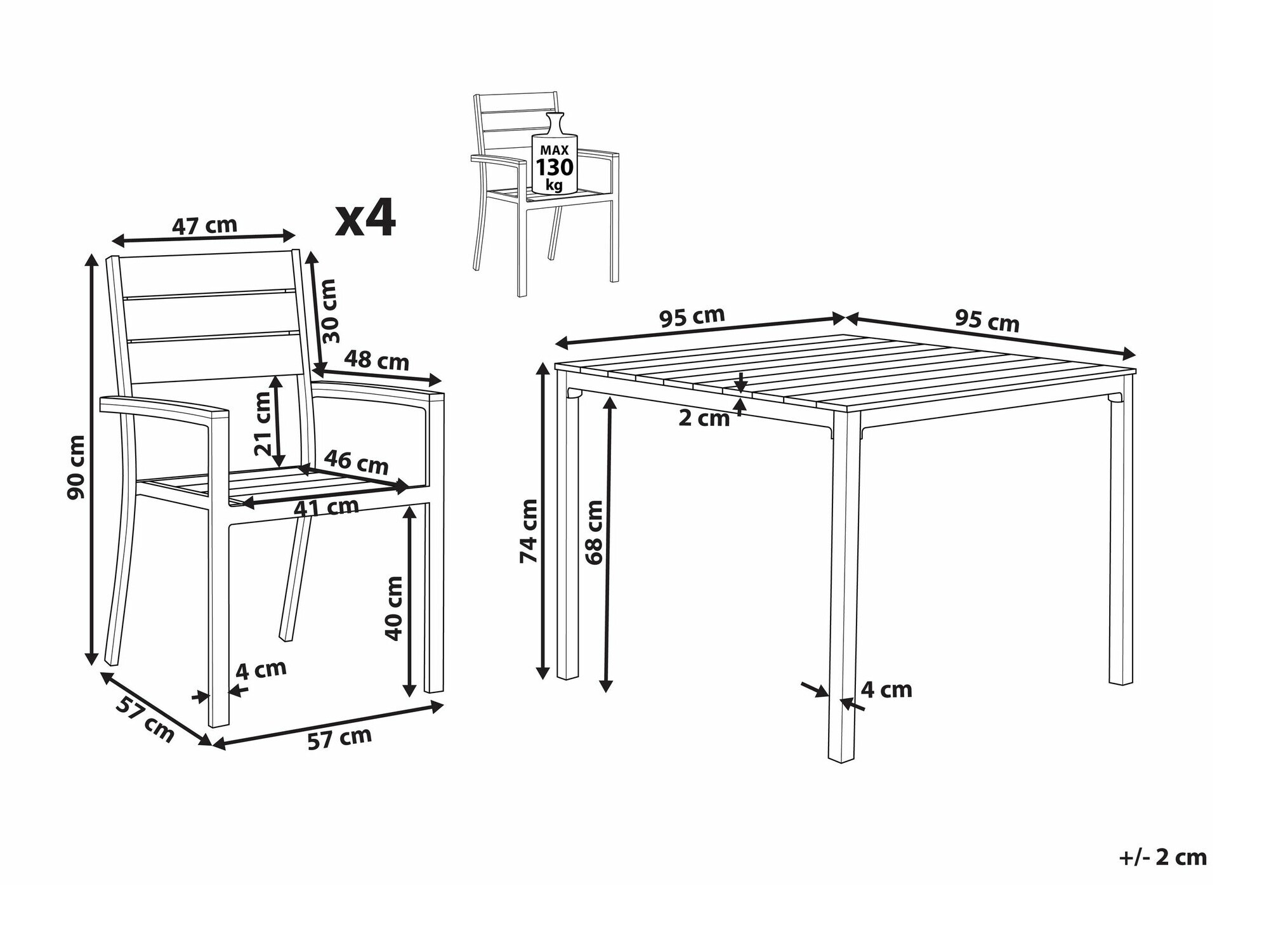 Laua ja toolide komplekt Berwyn 1912 (Must + Hall)