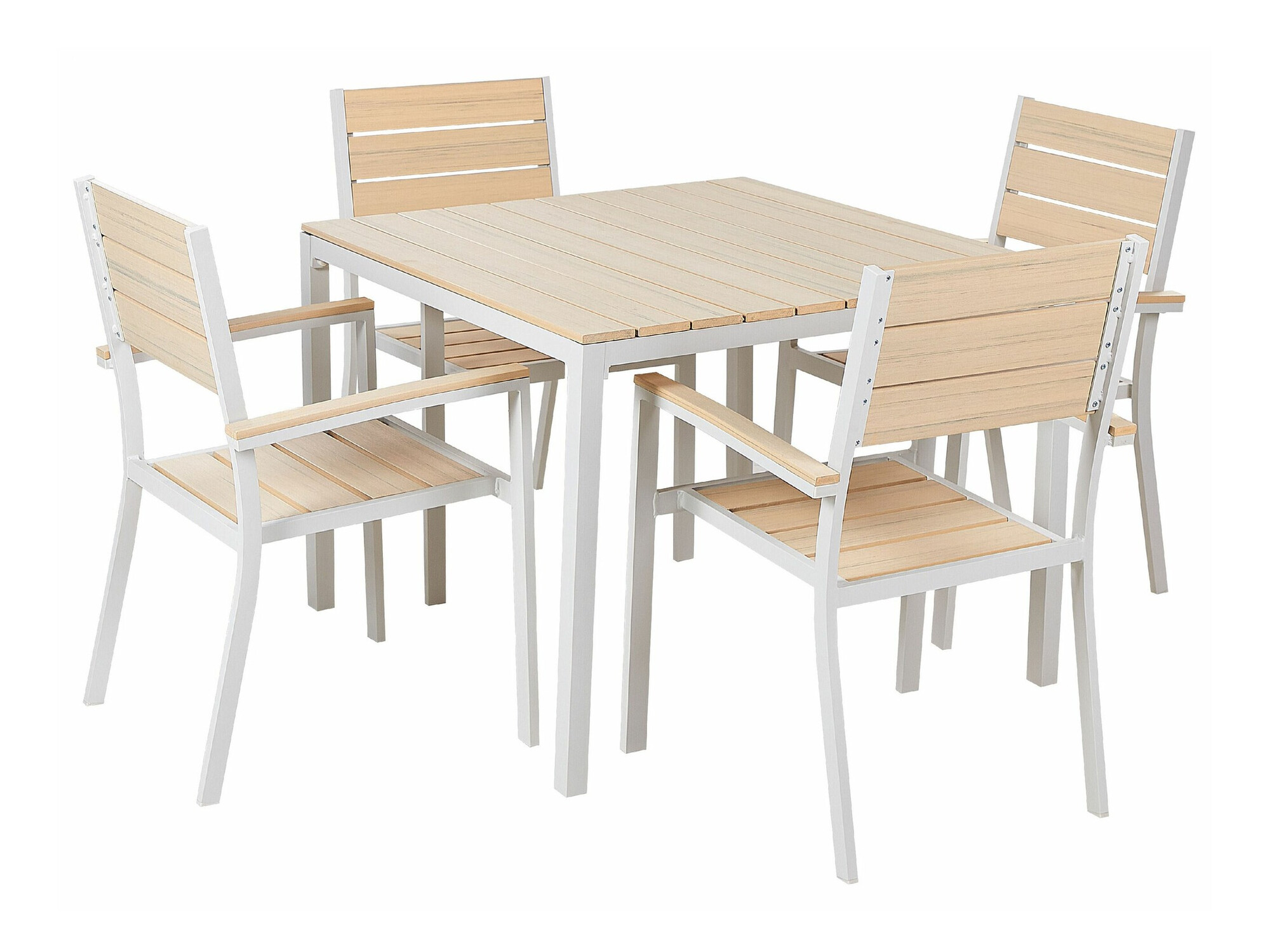 Laua ja toolide komplekt Berwyn 1912 (Valge + Ere puit)