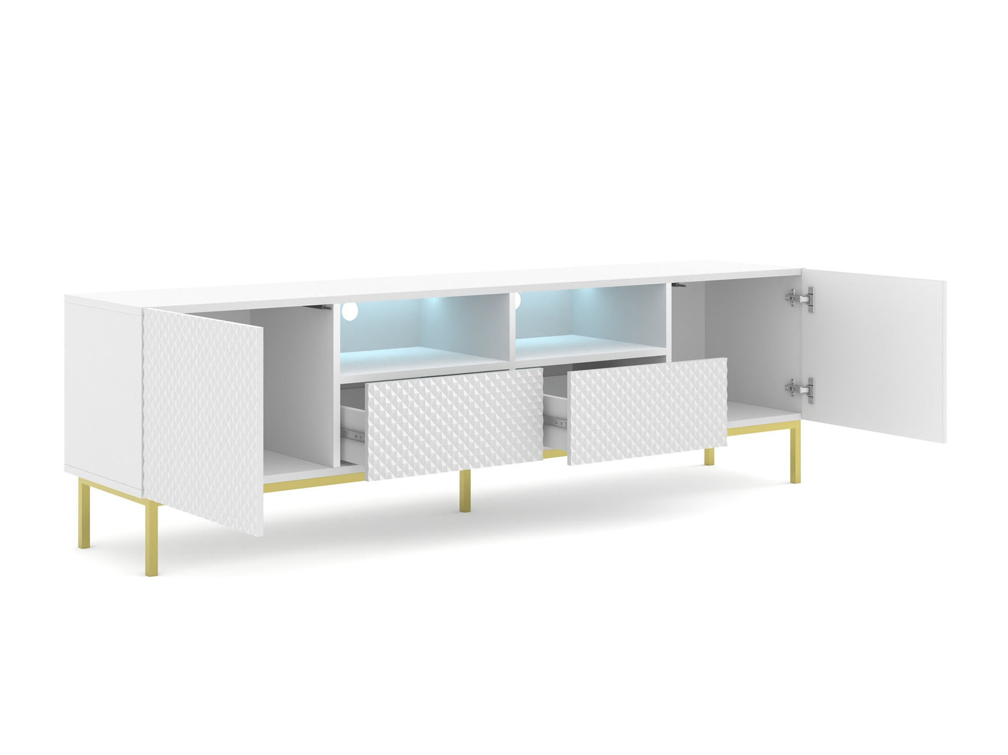 TV-alus Buffalo 158 (Valge + Läikiv valge)