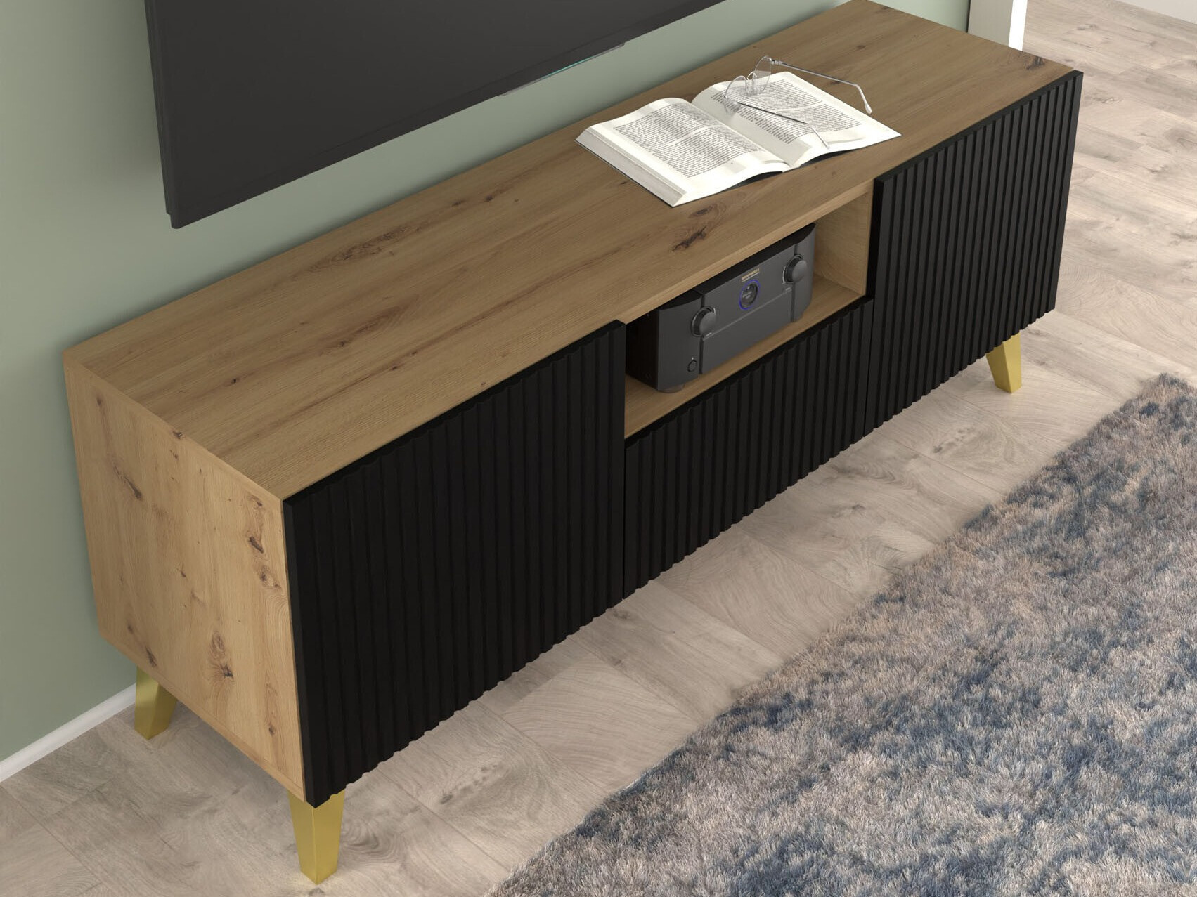 TV-alus Etdela 100 (Artisan tamm + Must)