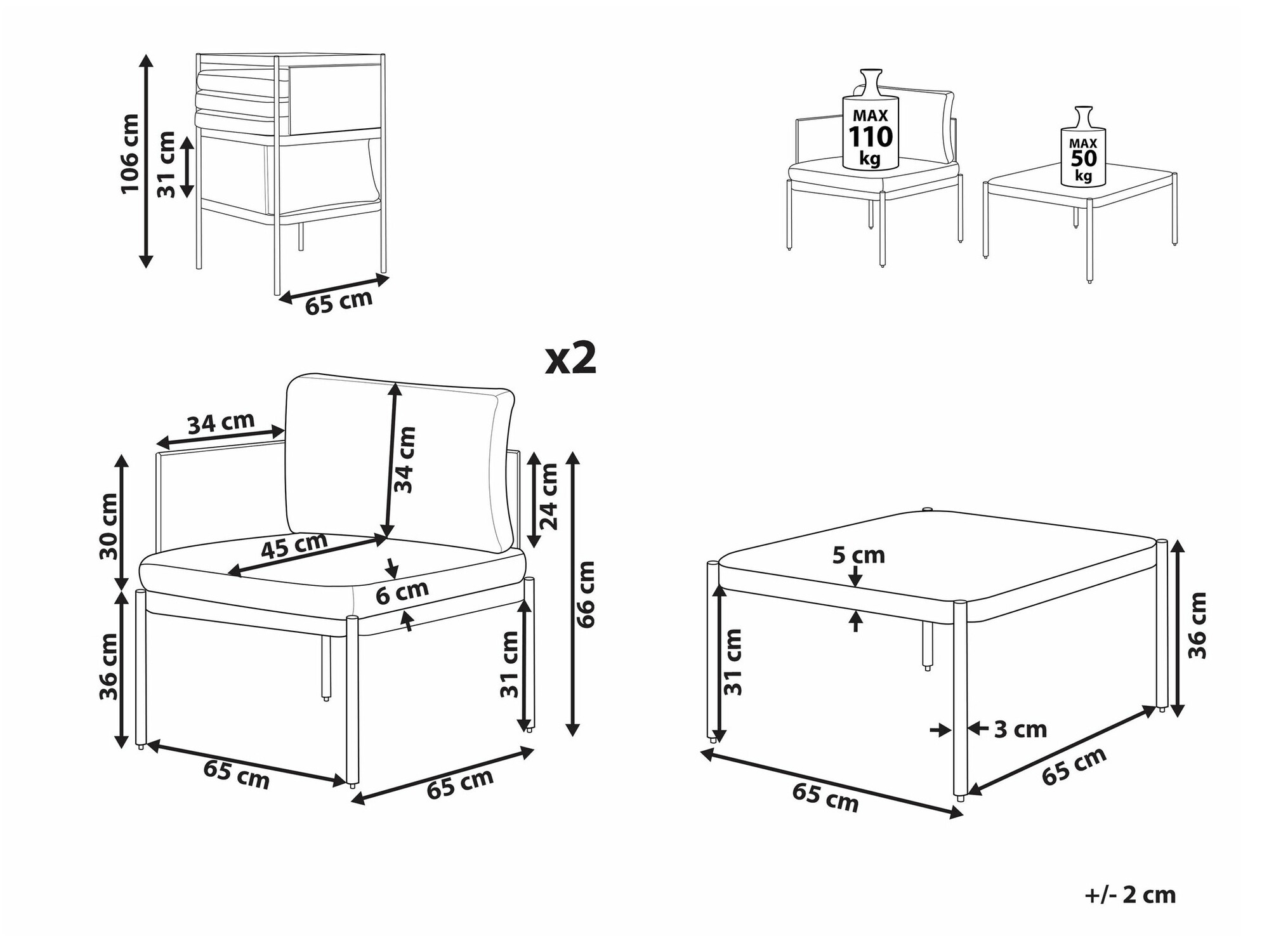 Aiamööblikomplekt Berwyn 1946 (Oranž)