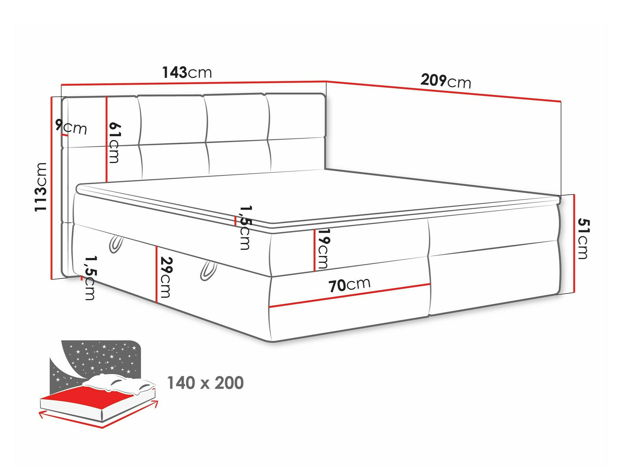 Kontinentaalvoodi ComfiDream Nivina (Curio 11)