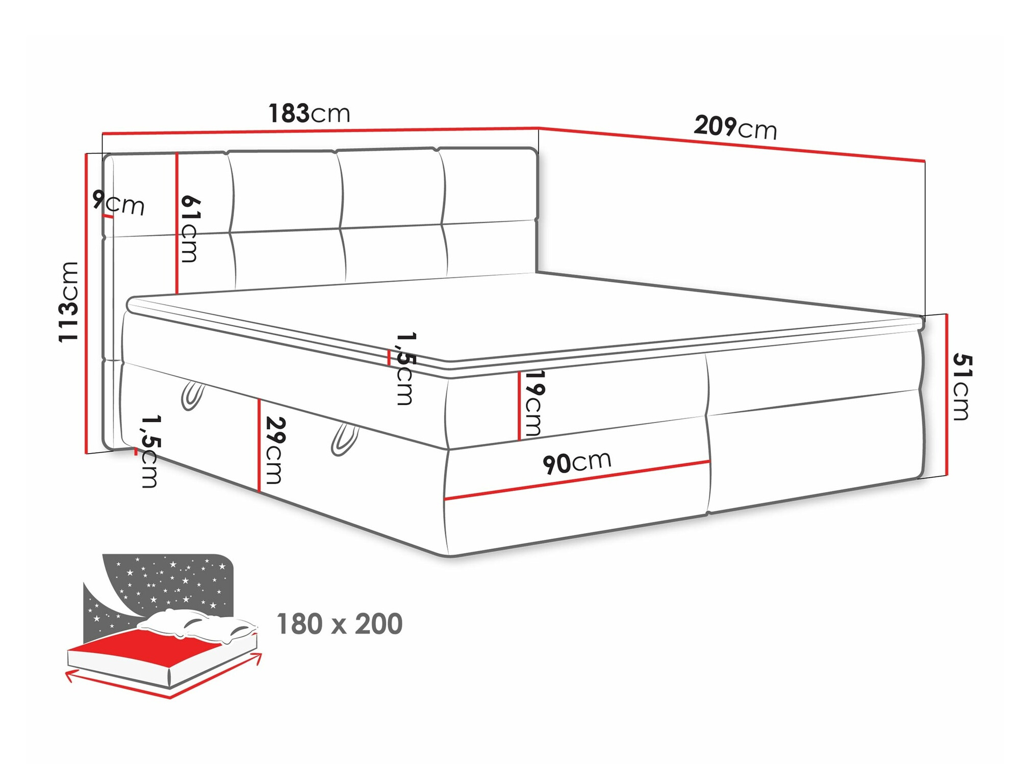 Kontinentaalvoodi ComfiDream Nivina (Curio 11)