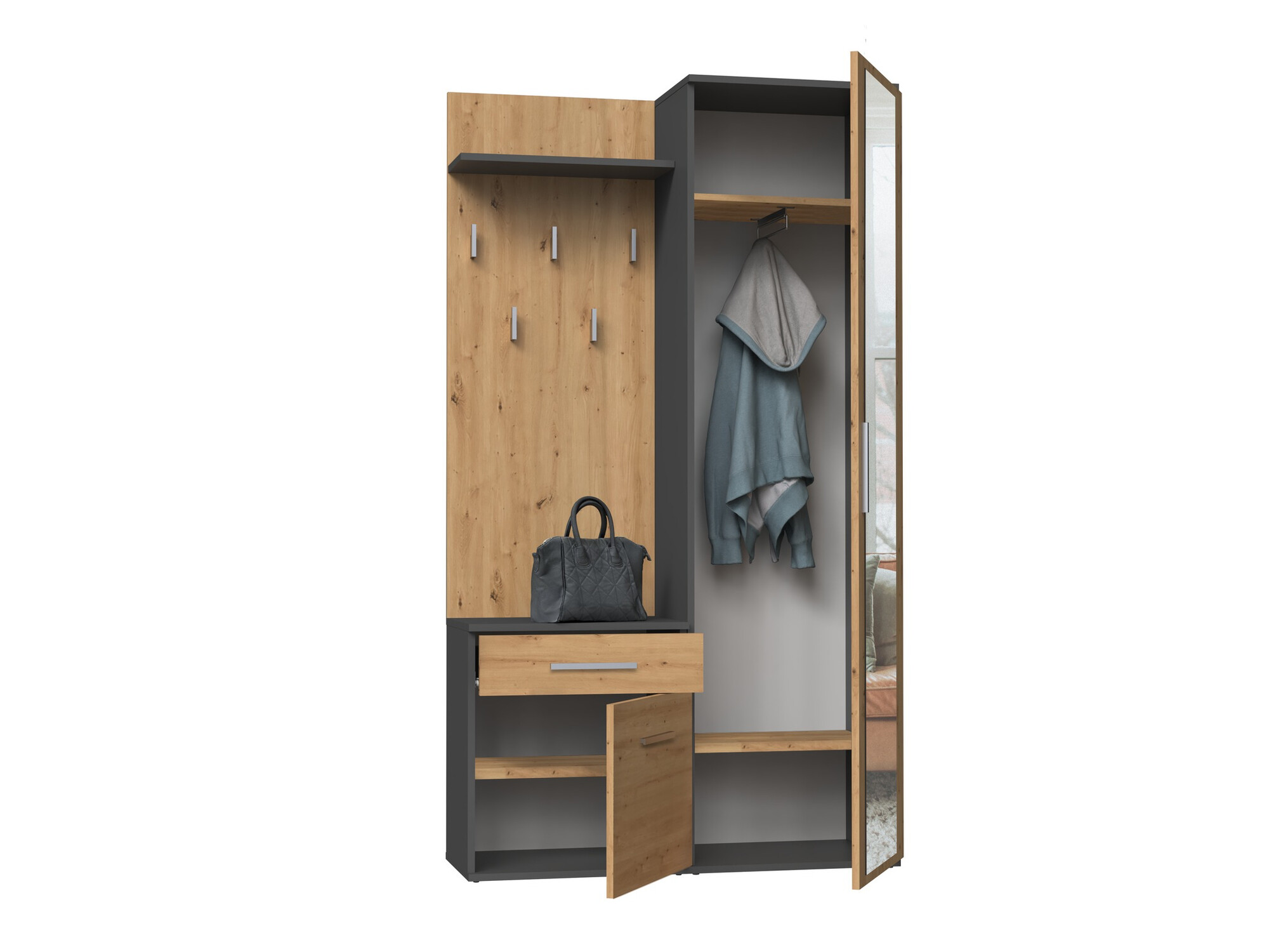 Esikukomplekt Mandeville 126 (Artisan tamm + Antratsiit)