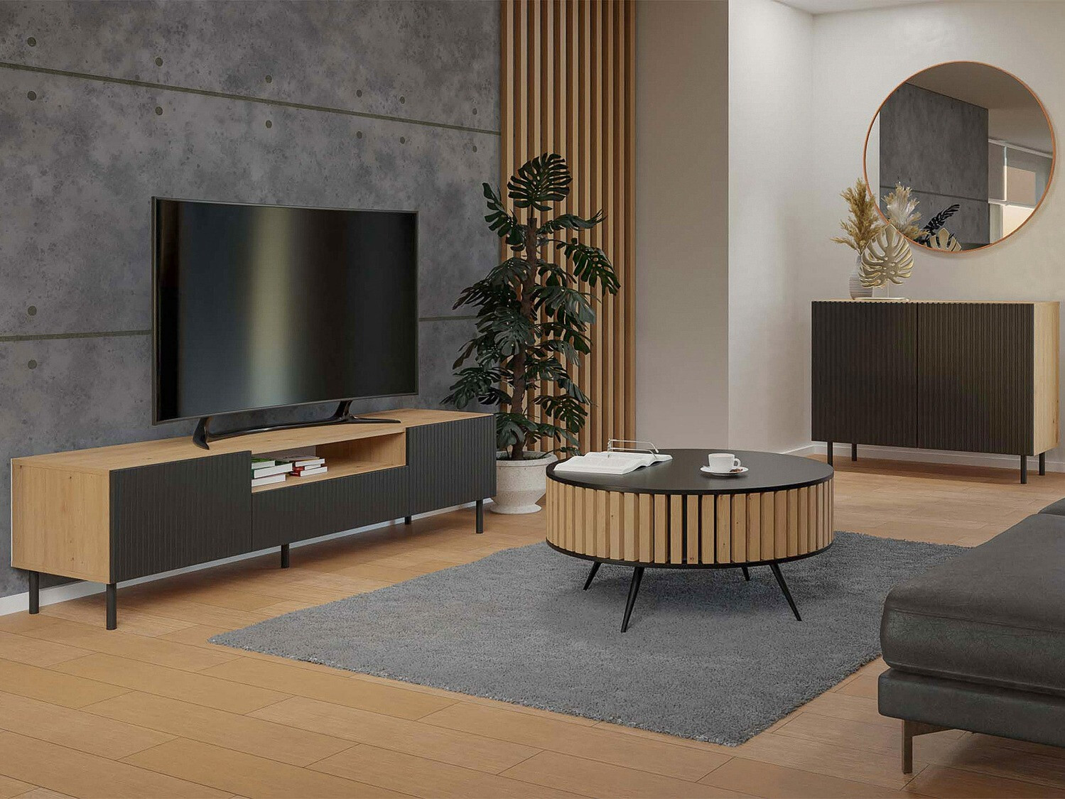 TV-alus Romseru 105 (Must + Artisan tamm)