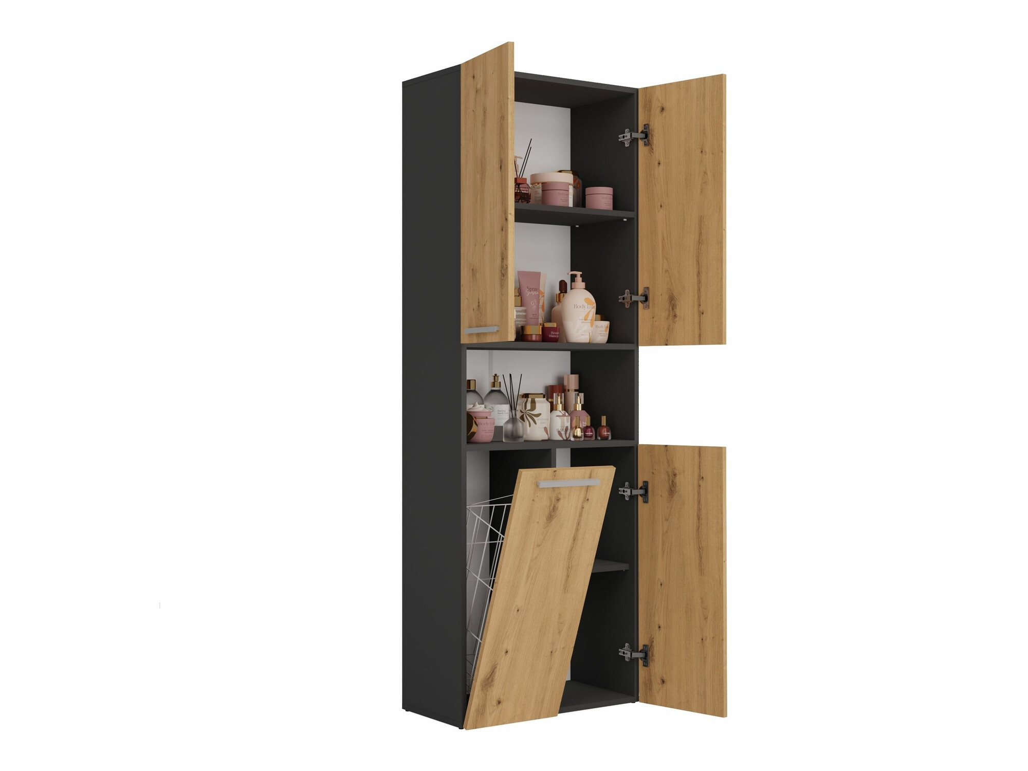 Vannitoa põrandakapp Nolmaru 101 (Antratsiit + Artisan tamm)