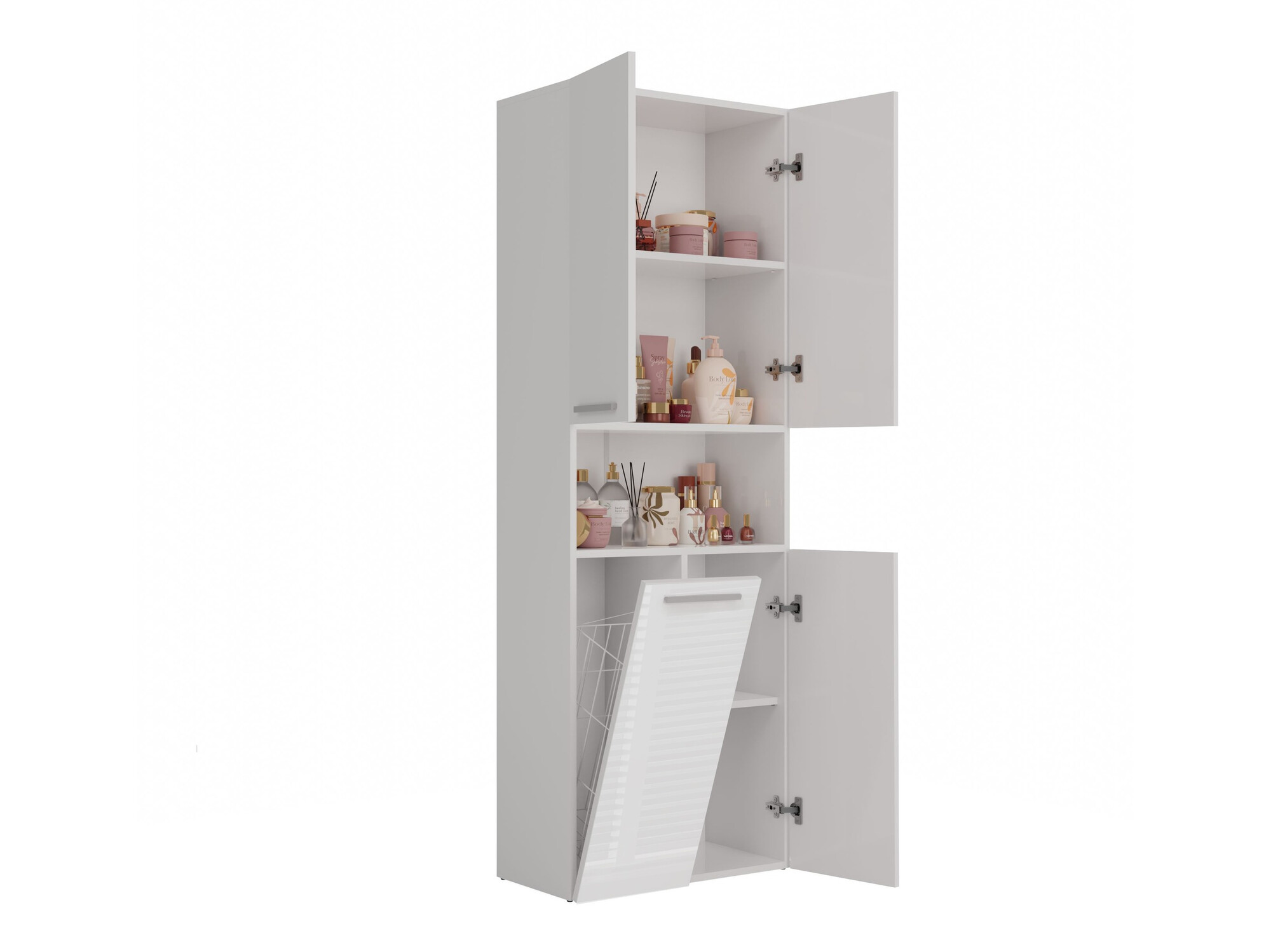 Vannitoa põrandakapp Nolmaru 101 (Valge + Läikiv valge)