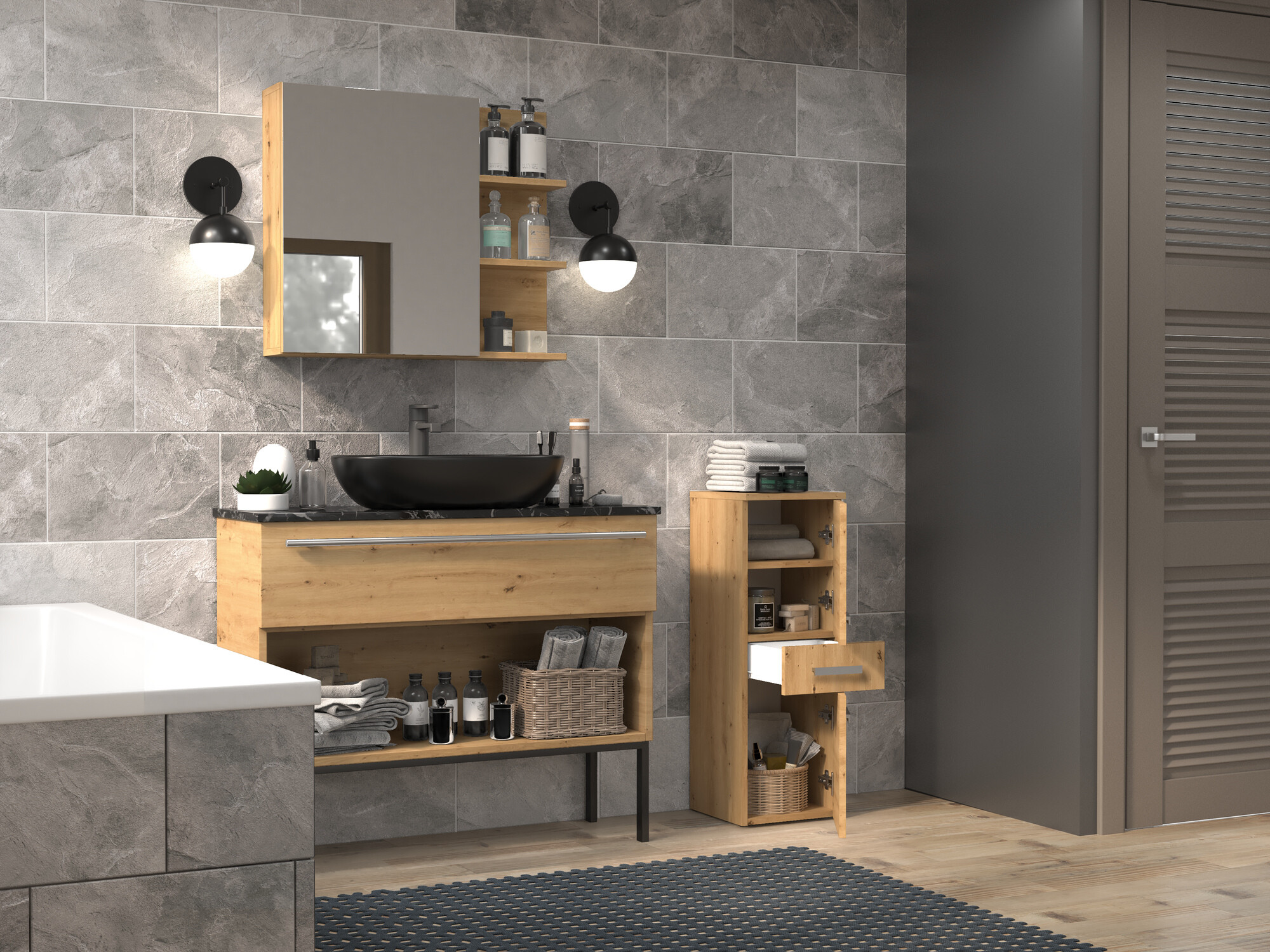 Vannitoa põrandakapp Nolmaru 108 (Artisan tamm)