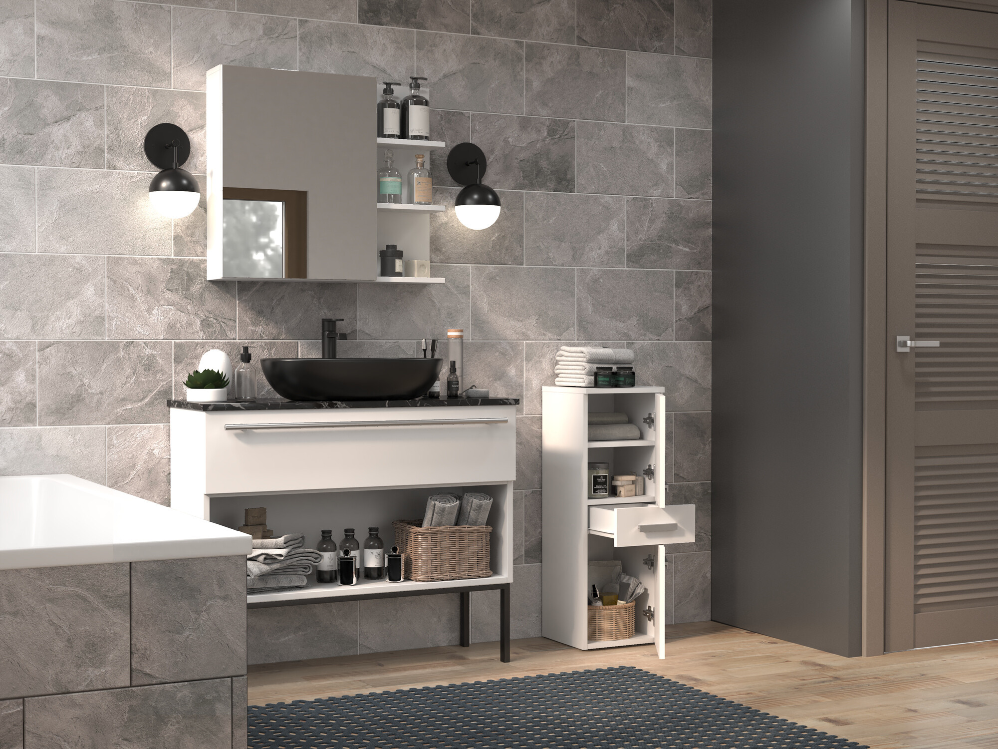 Vannitoa põrandakapp Nolmaru 108 (Valge)