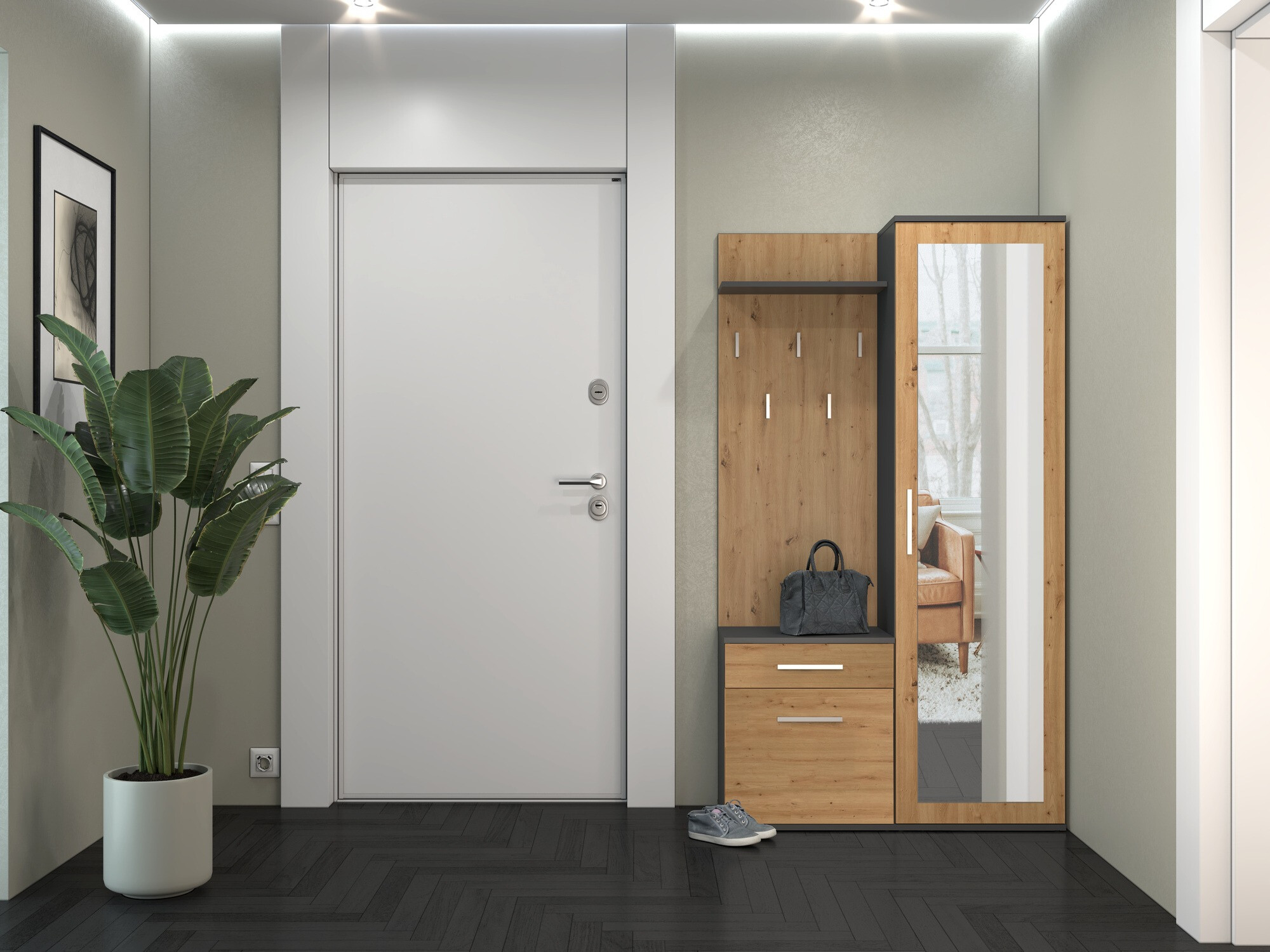 Riidekapp Mandeville 127 (Artisan tamm + Antratsiit)