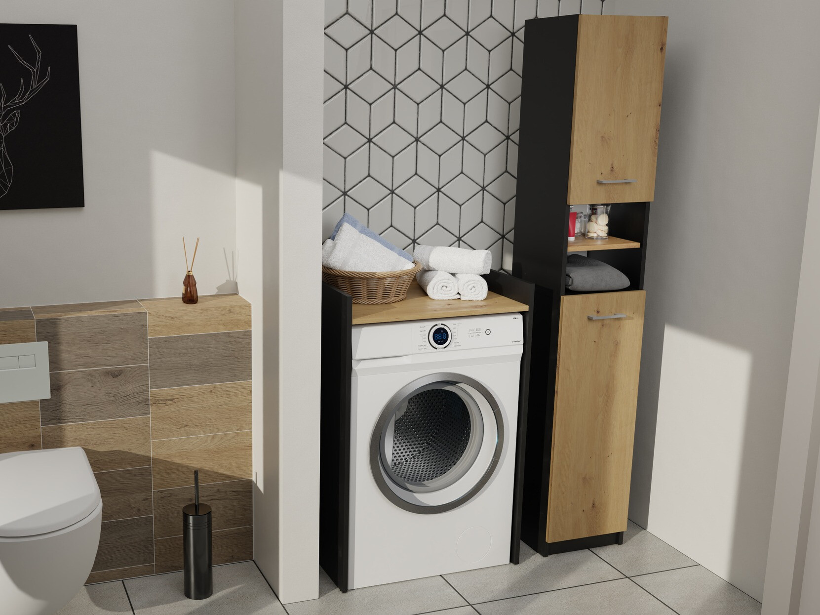 Vannitoa põrandakapp Balelbo 102 (Antratsiit + Artisan tamm)