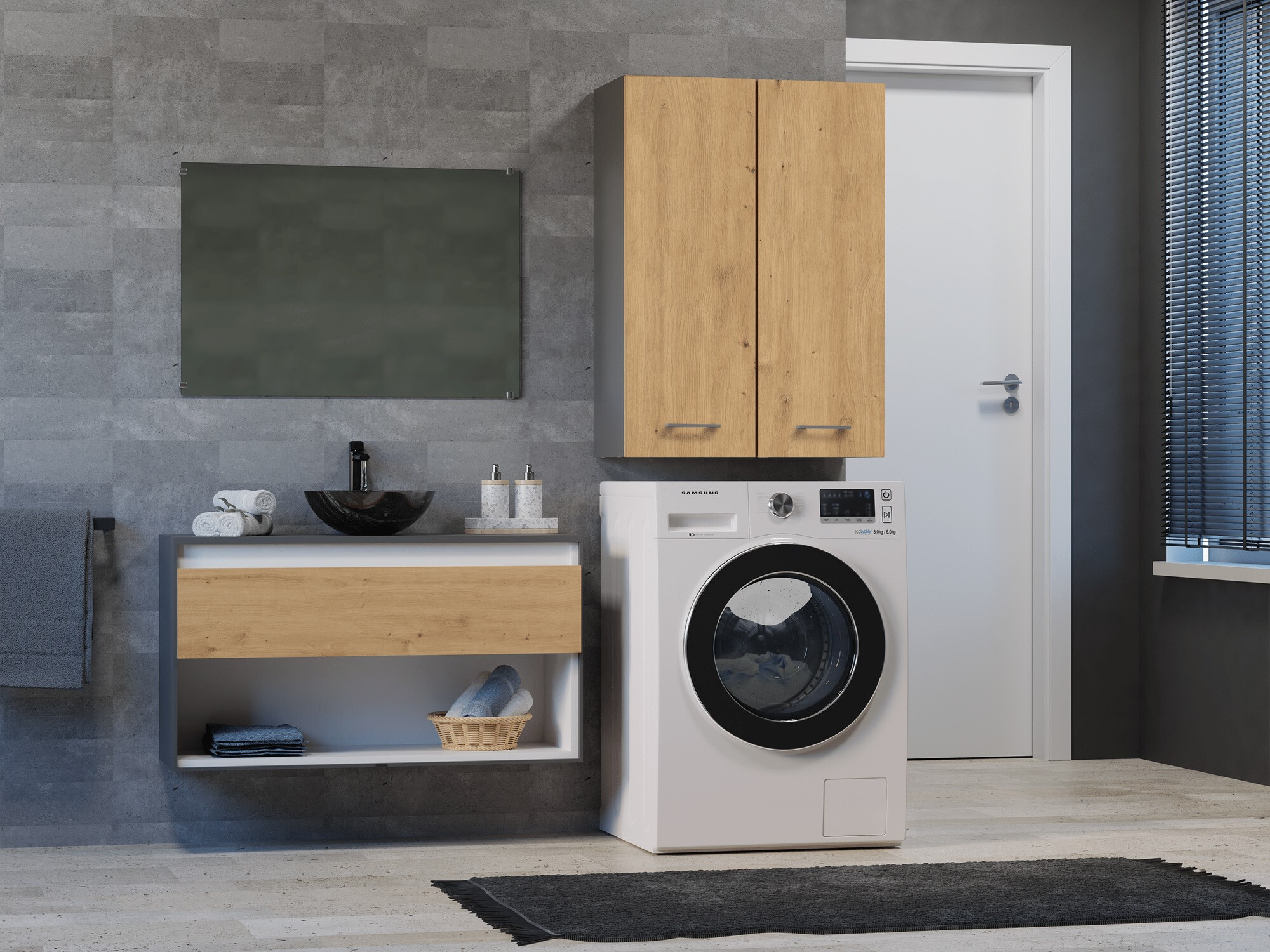 Vannitoa seinakapp Balelbo 105 (Antratsiit + Artisan tamm)