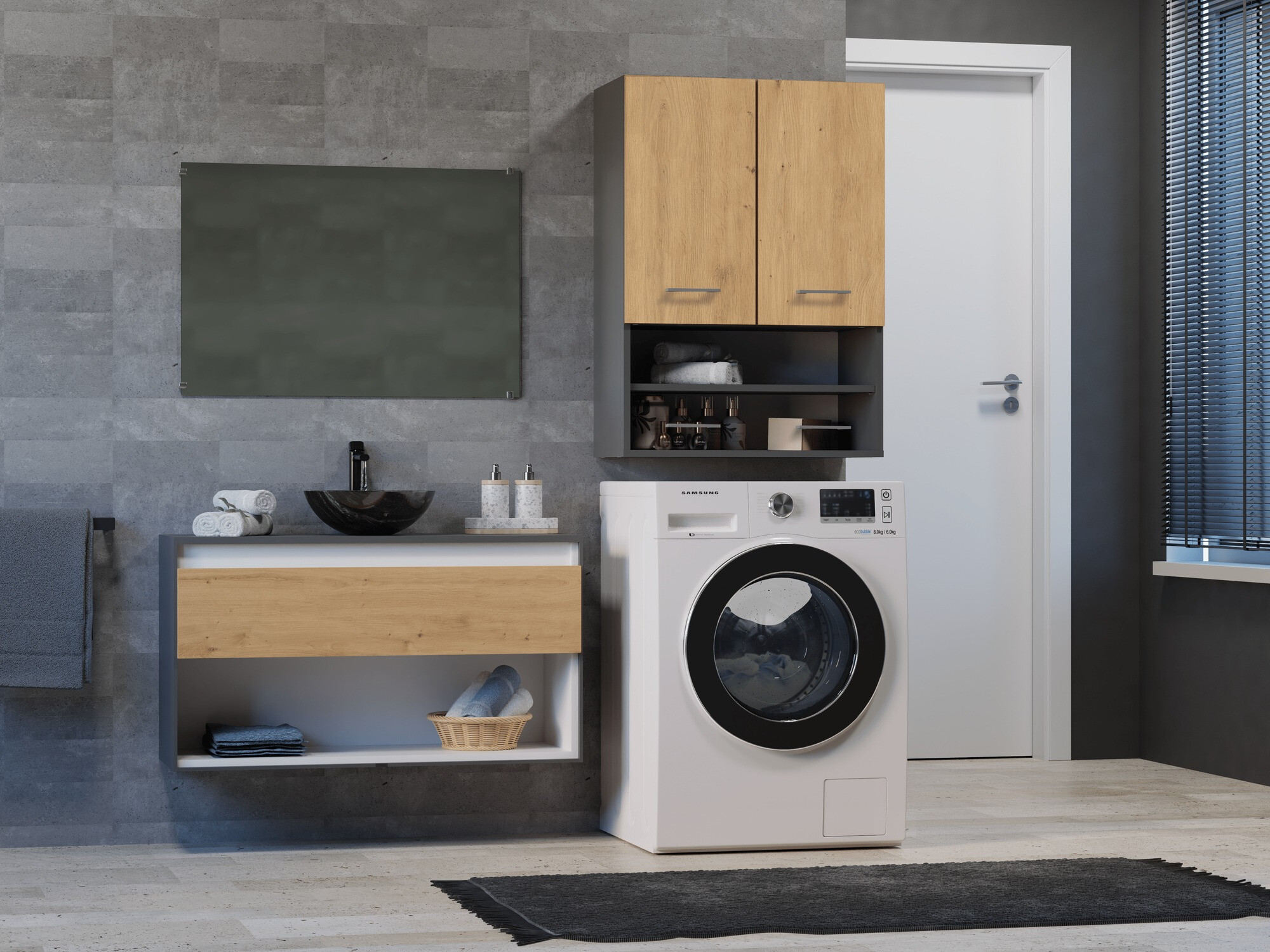 Vannitoa seinakapp Balelbo 106 (Antratsiit + Artisan tamm)