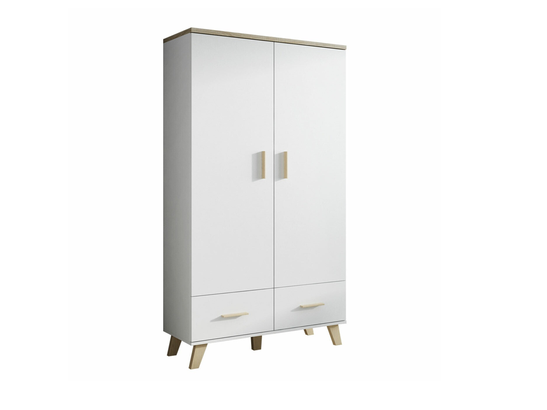 Riidekapp Larfloi 111 (Valge + Sonoma tamm)