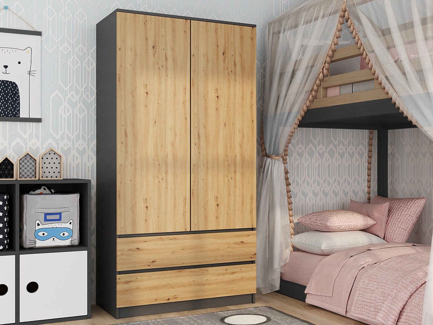 Riidekapp Elbvelu 116 (Antratsiit + Artisan tamm)