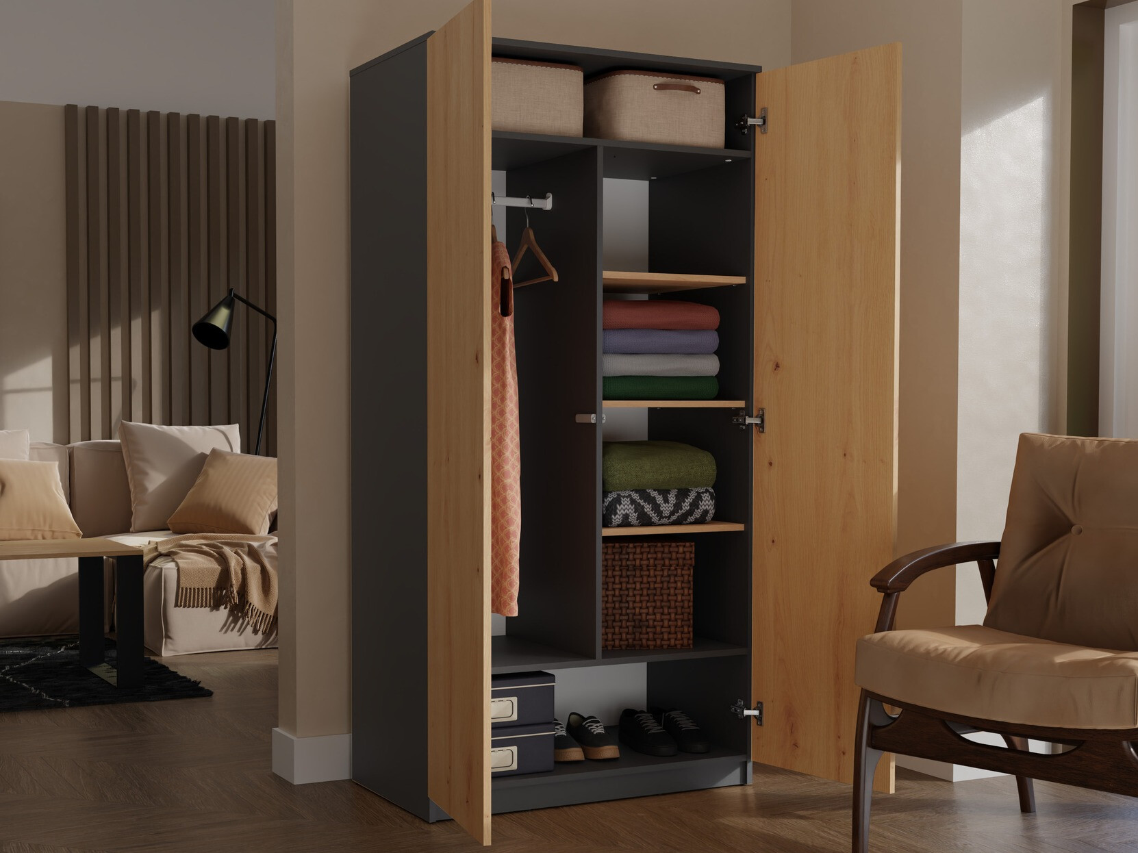 Riidekapp Elbvelu 117 (Antratsiit + Artisan tamm)