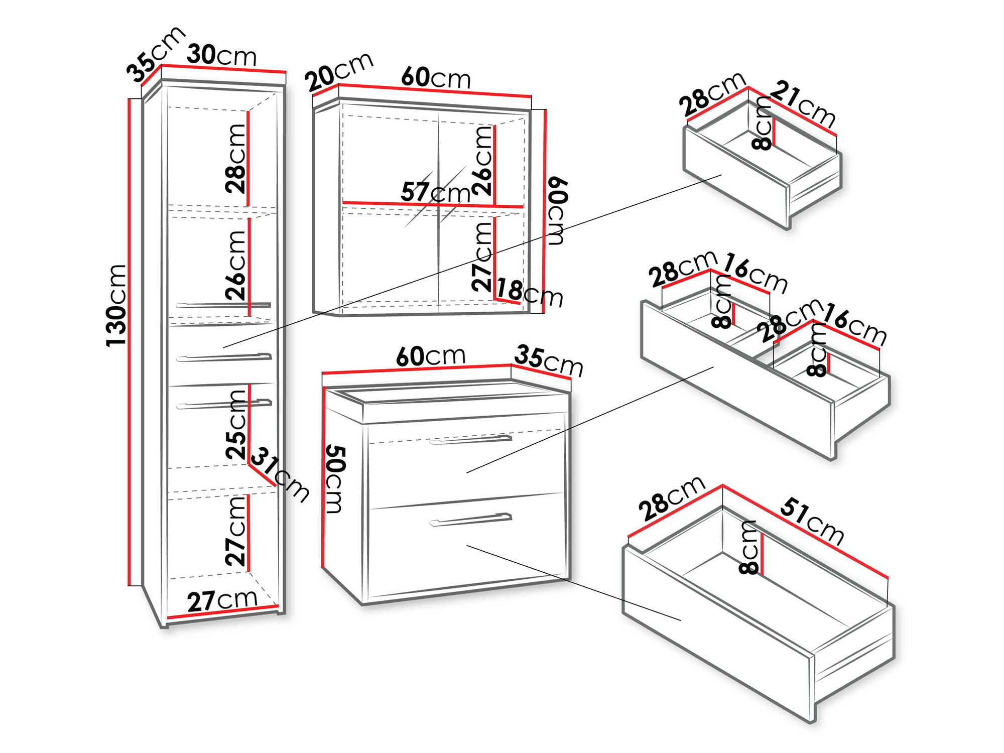 Vannitoakomplekt Sarasota 173 (Grafiit)
