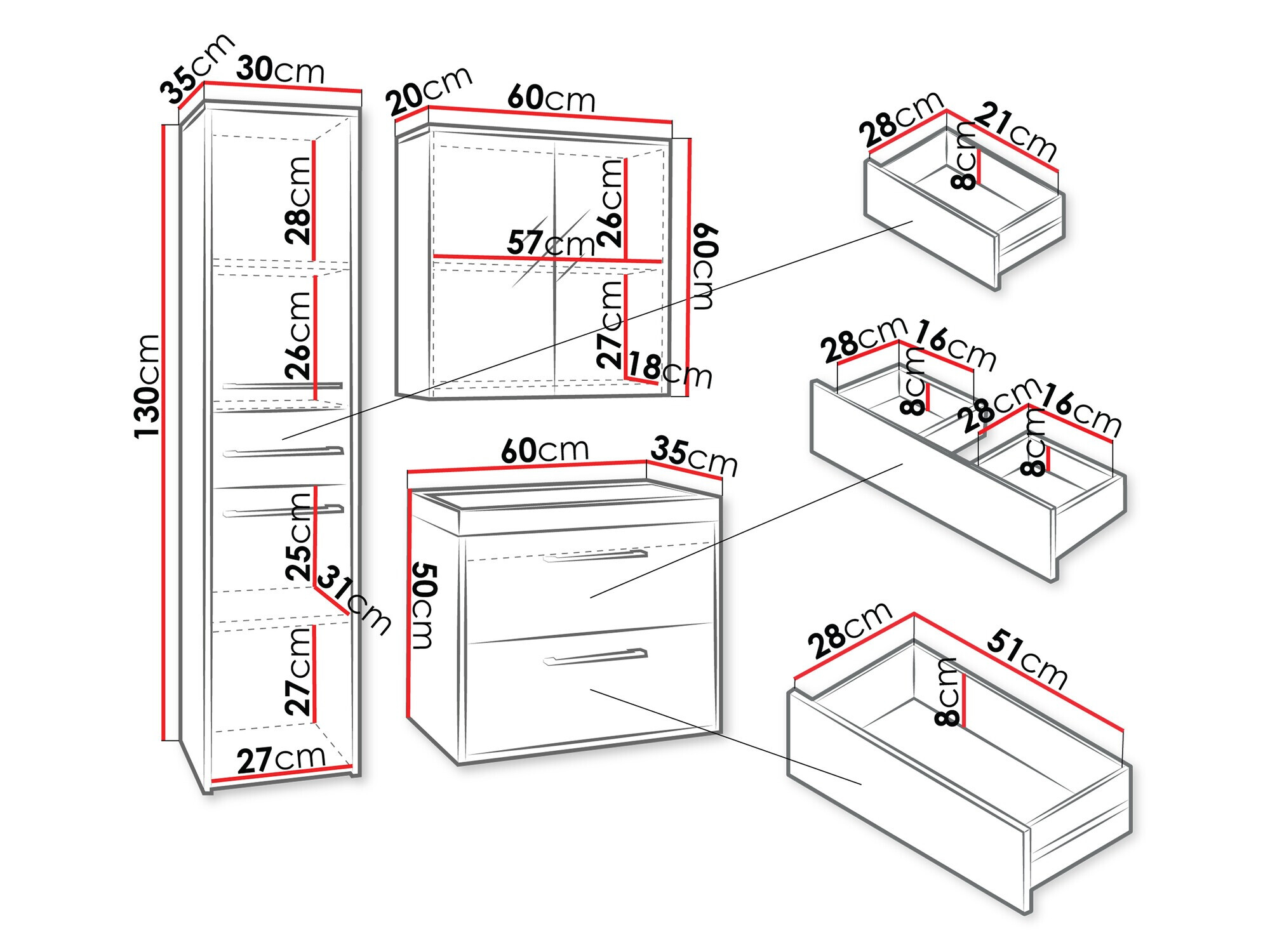 Vannitoakomplekt Sarasota 173 (Wotani tamm)