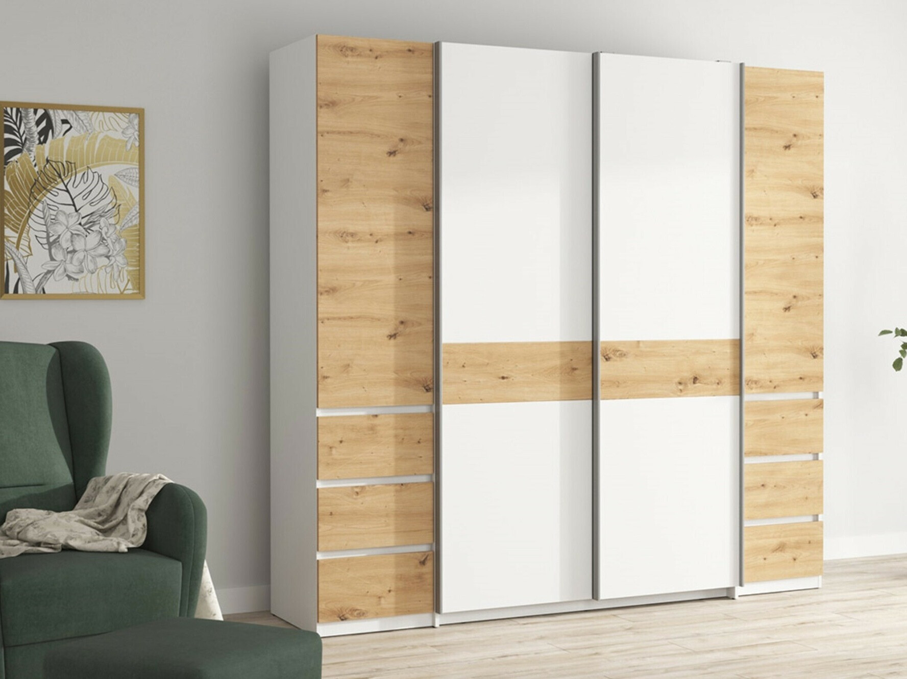 Riidekapp Boston 540 (Artisan tamm + Valge)