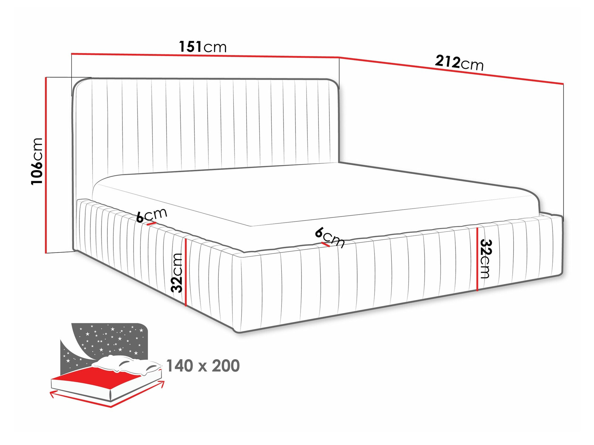 Voodi TrendyNest Caprion (Velluto 29)