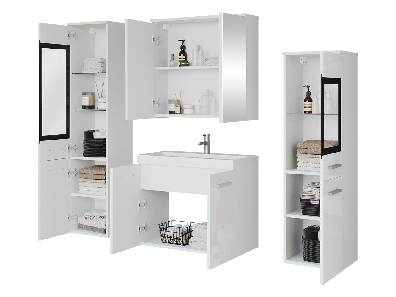 Vannitoakomplekt Scientia III (Läikiv valge + Valge)