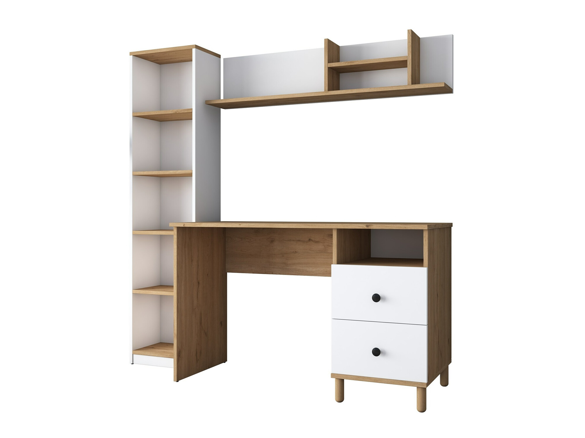 Kodukontori komplekt Catdelu 107 (Pähkel + Valge)