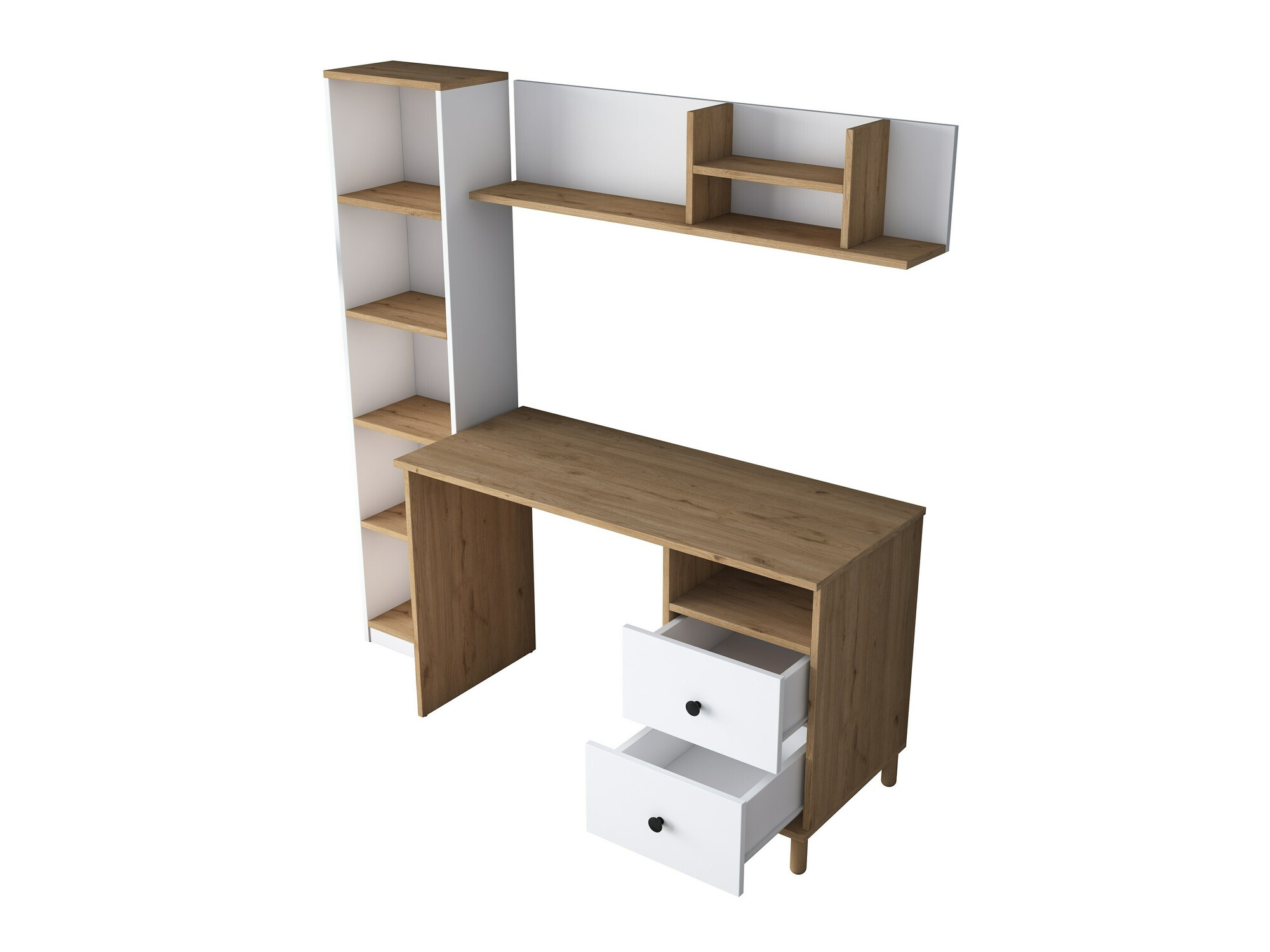 Kodukontori komplekt Catdelu 107 (Pähkel + Valge)