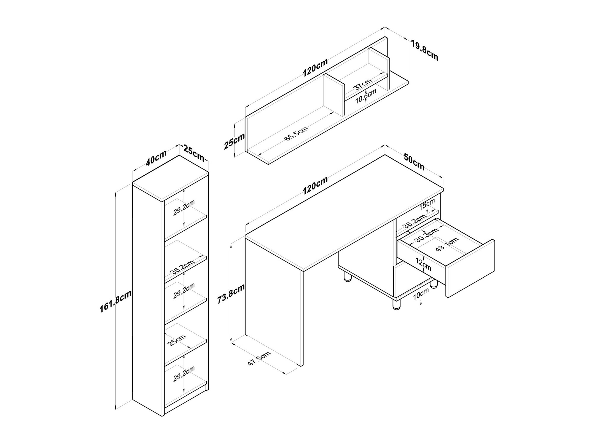Kodukontori komplekt Catdelu 107 (Pähkel + Valge)