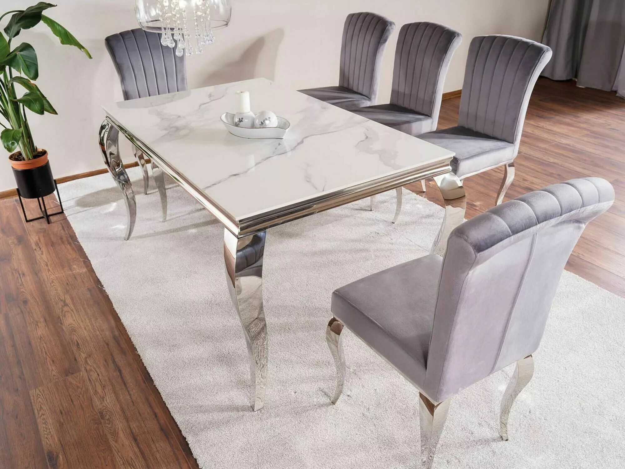 Laud Detroit 323 (Hõbedane + Valge marmor)