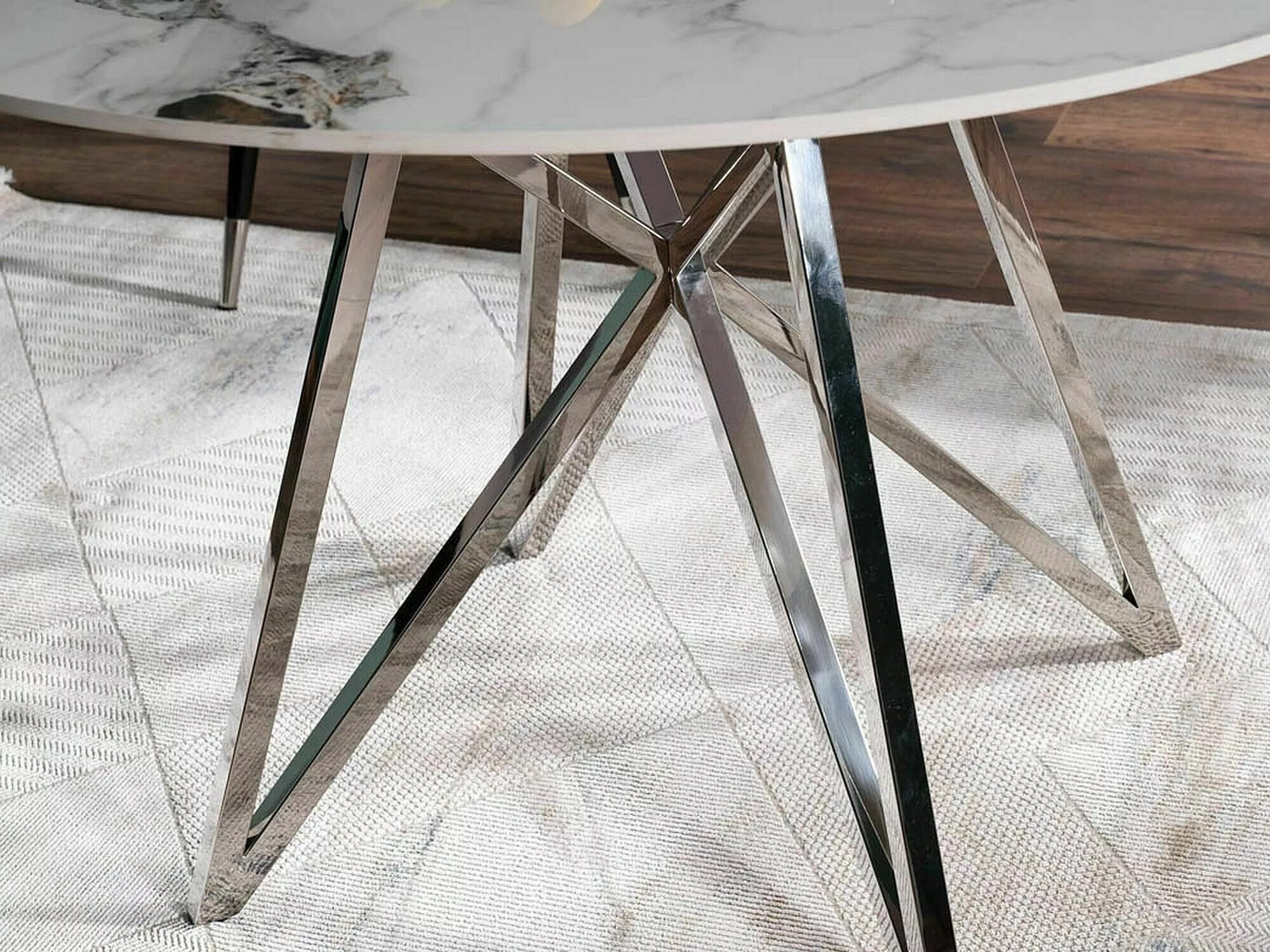 Laud Detroit 341 (Valge marmor + Hõbedane)