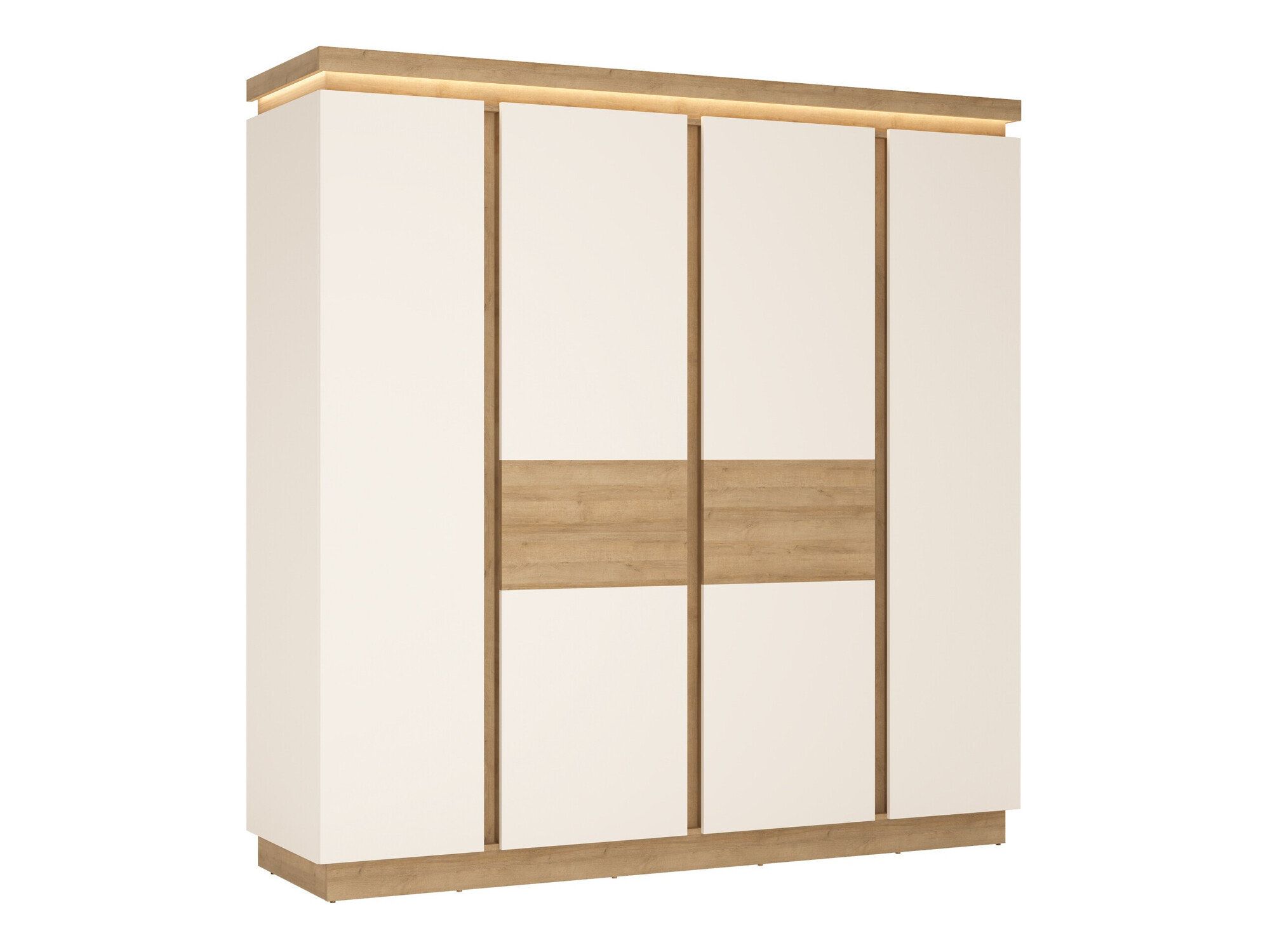 Riidekapp Feldeli 116 (Riviera tamm + Läikiv valge)