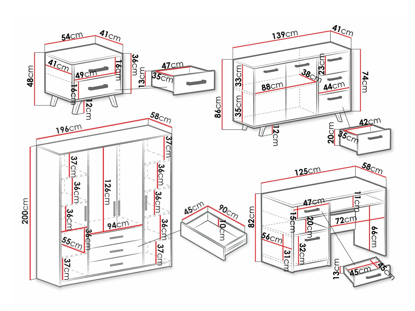 Mööblikomplekt Rosa I (Sinine)