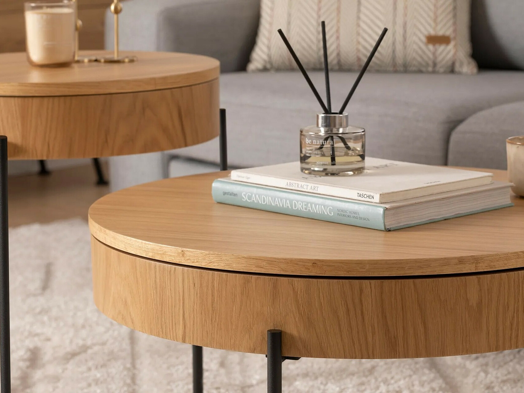 Diivanilaudade komplekt Kailua 2133 (Ere puit + Must)