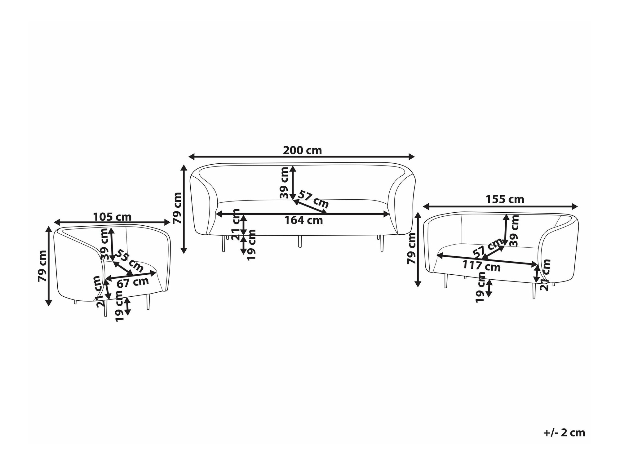 Pehme mööbli komplekt Berwyn 2050 (Valge + Kuldne)
