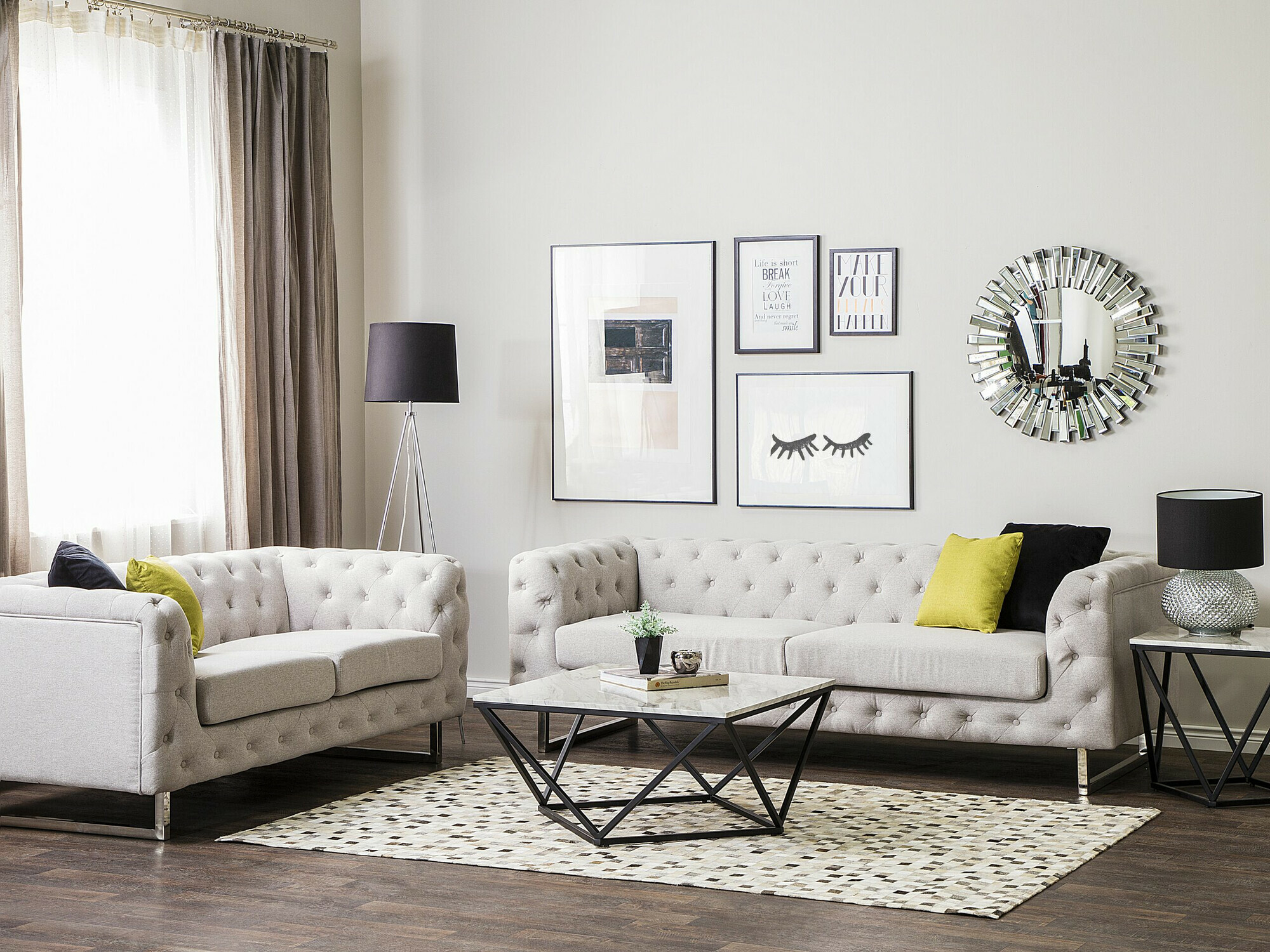 Chesterfield pehme mööbli komplekt Berwyn 2095 (Beež)