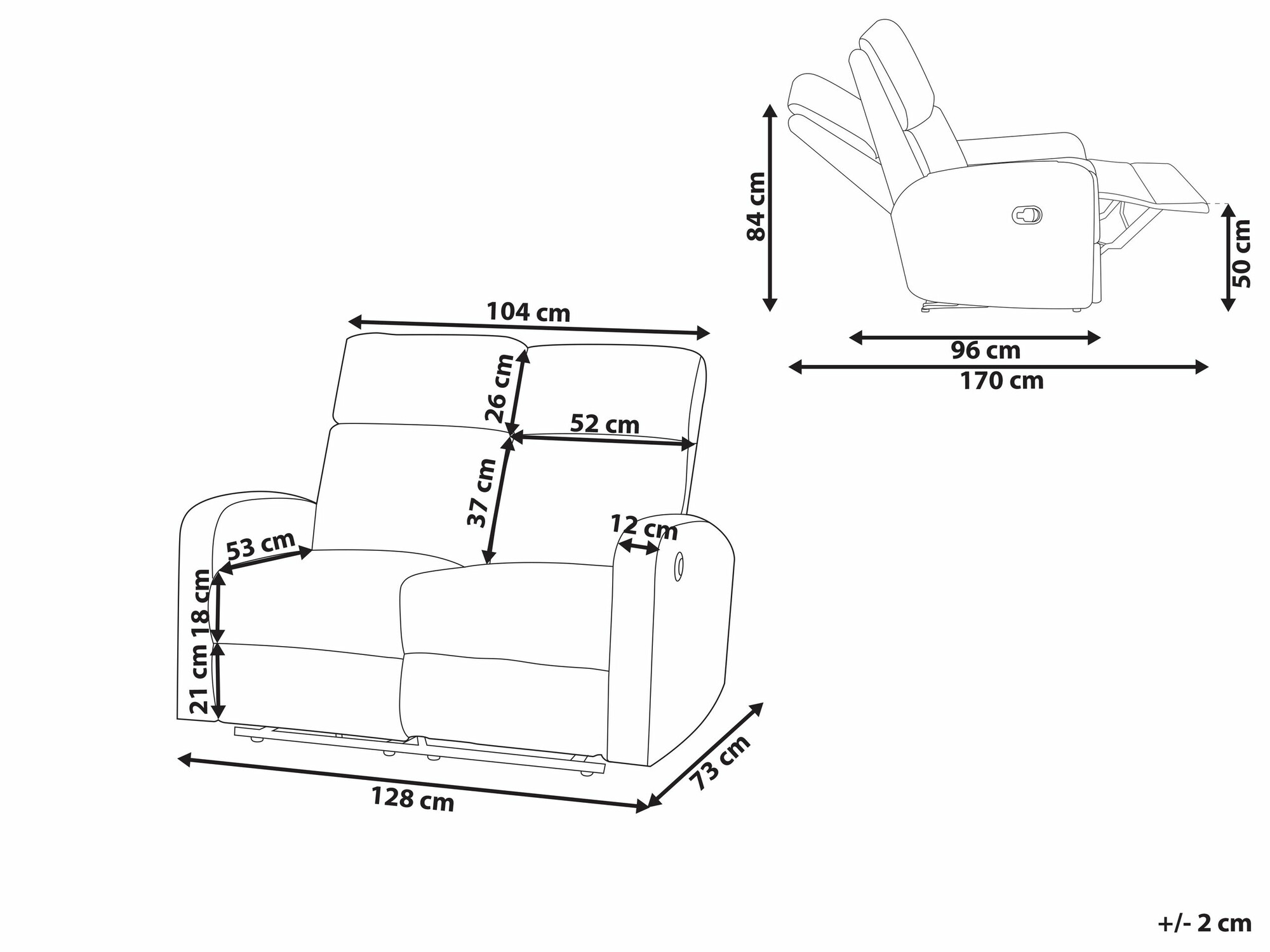Diivan recliner Berwyn 2107 (Koor)