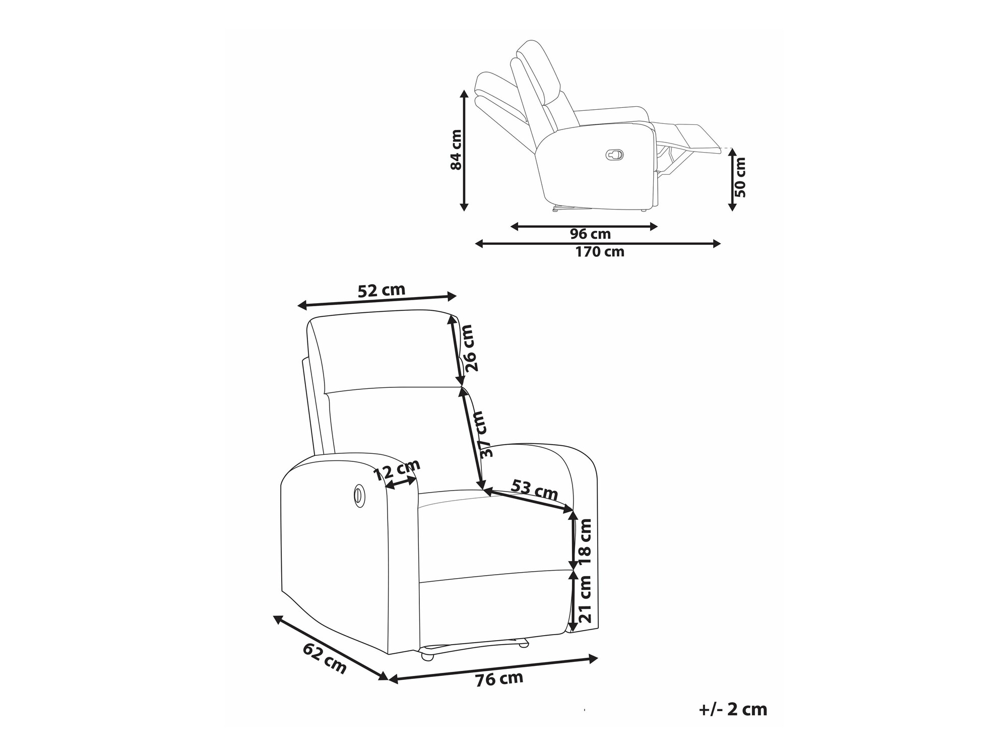 Tugitool recliner Berwyn 2105 (Beež)