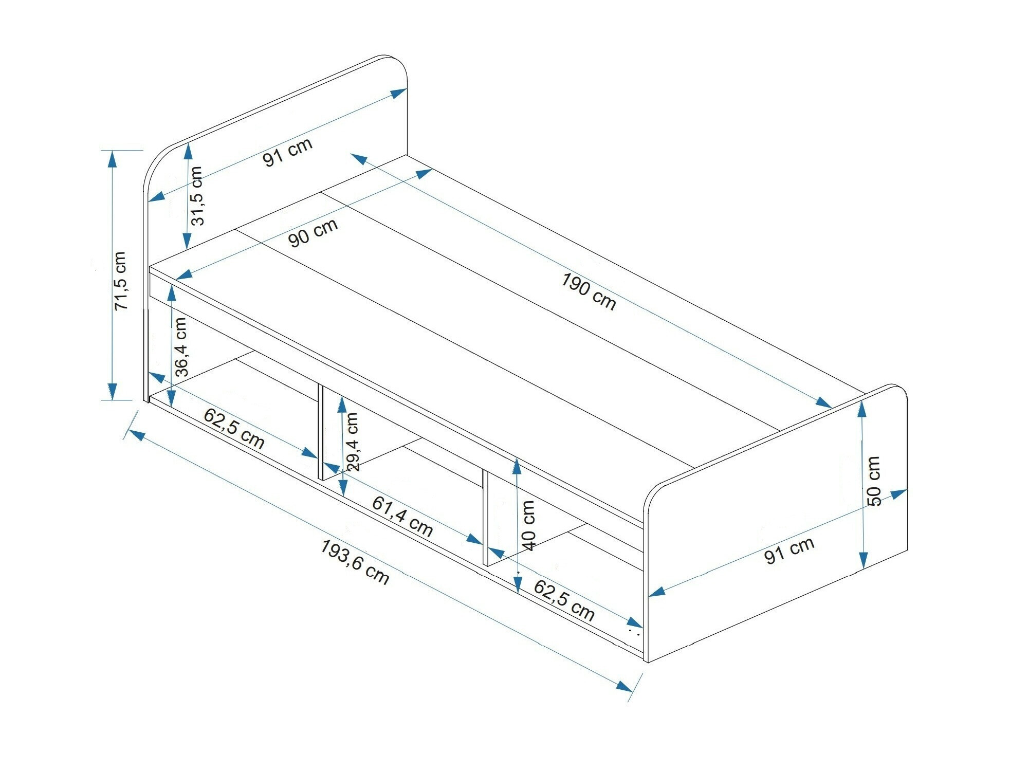 Voodi Kailua 2185 (Antratsiit + Mänd)