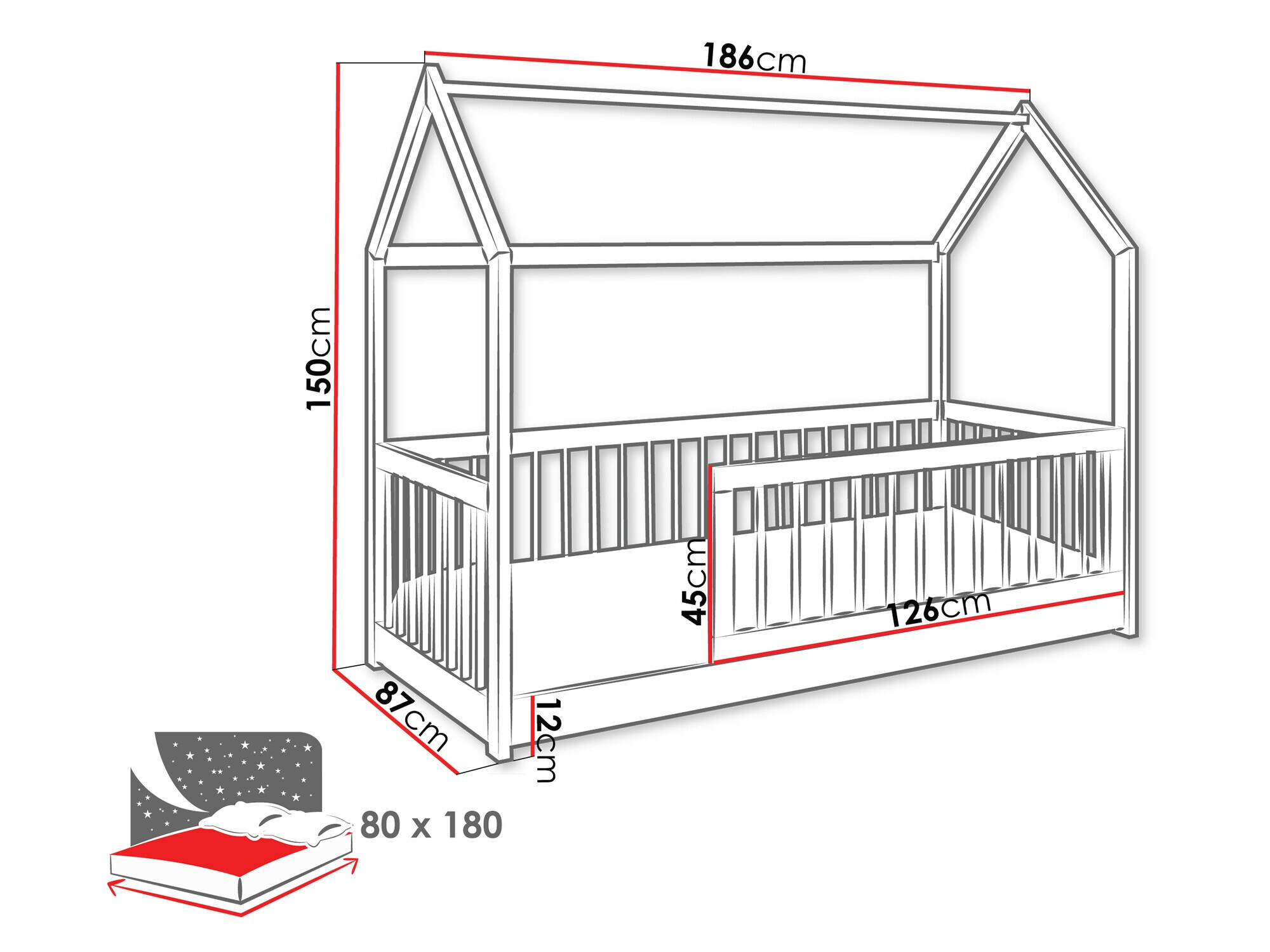 Voodi Henderson 168 (Valge)