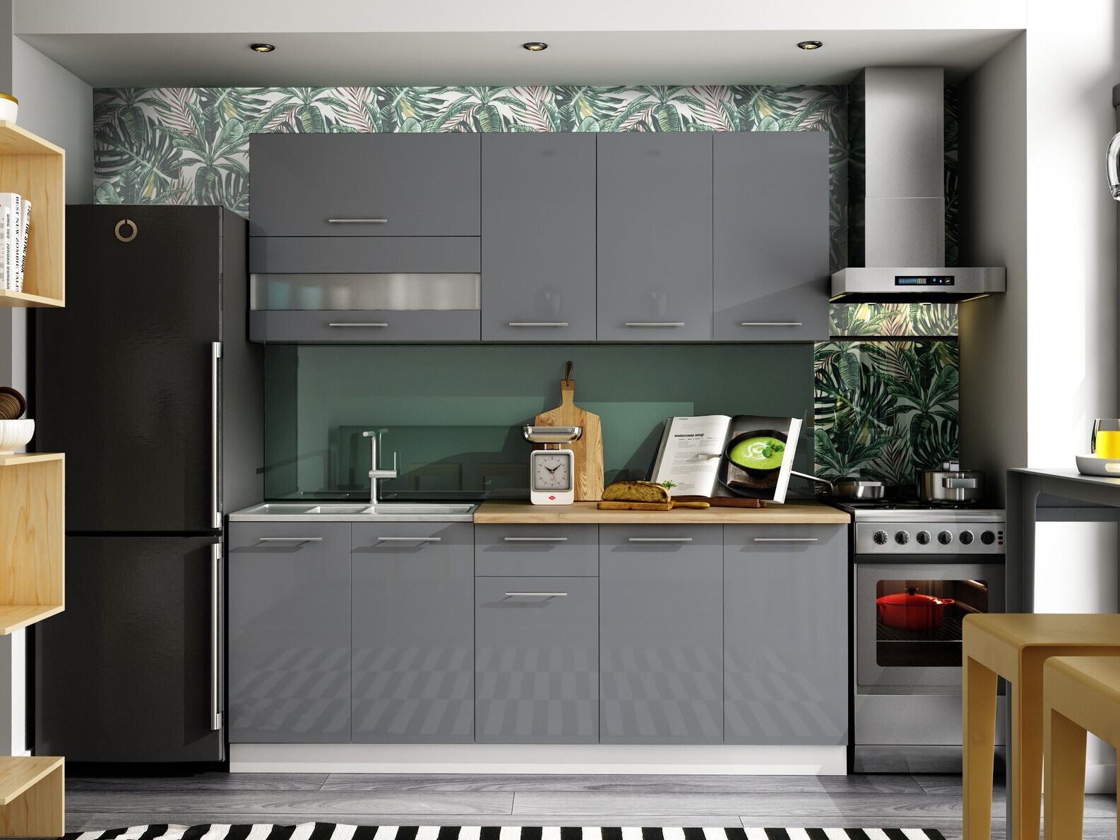 Sahtli ja ustega moodulkapp Tiffa Grey 138