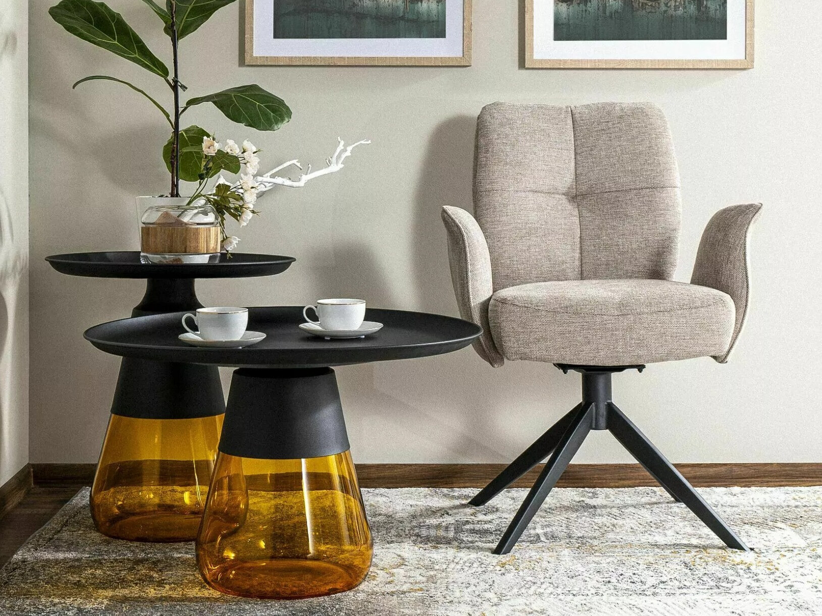 Diivanilaud Detroit 440 (Must + Kollane)