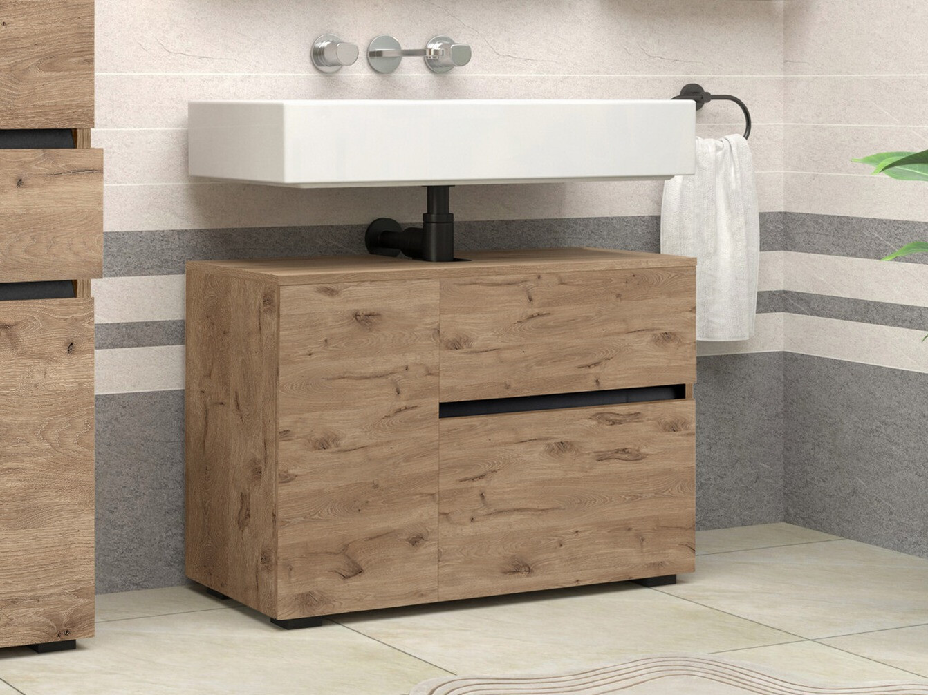 Vannitoa põrandakapp kraanikausile Soncamu 107 (Tamm)