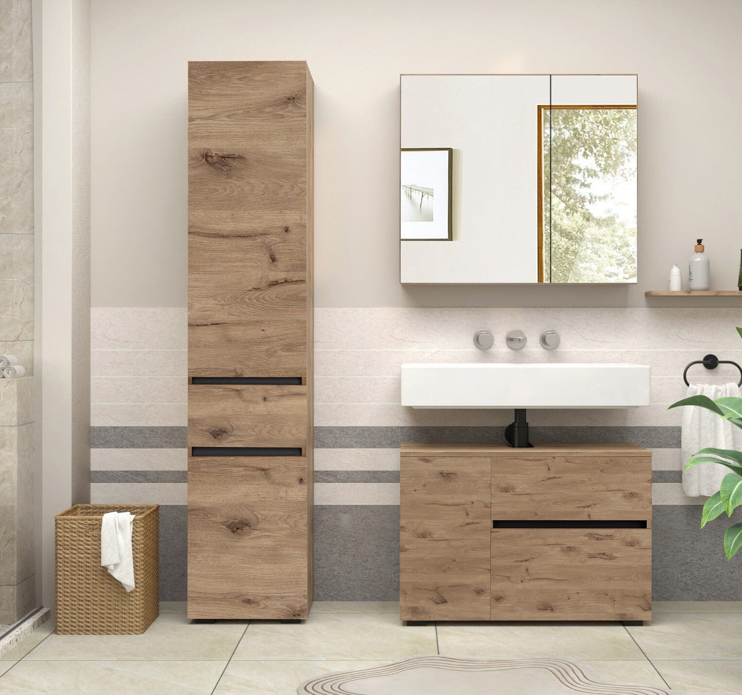 Vannitoa põrandakapp kraanikausile Soncamu 107 (Tamm)